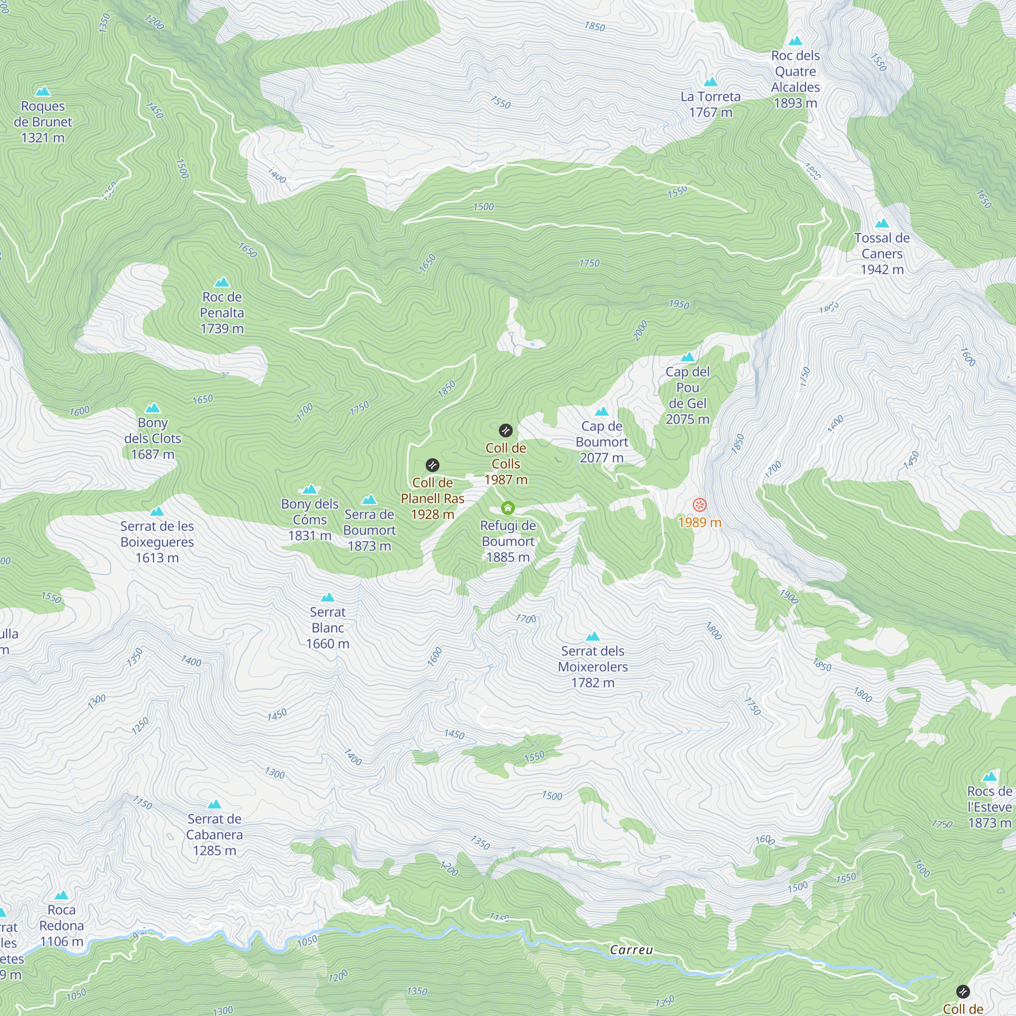 Refugi de Boumort map