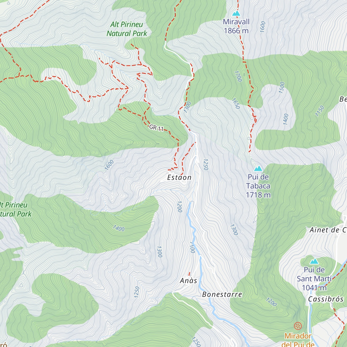 Refugi d'Estaon map