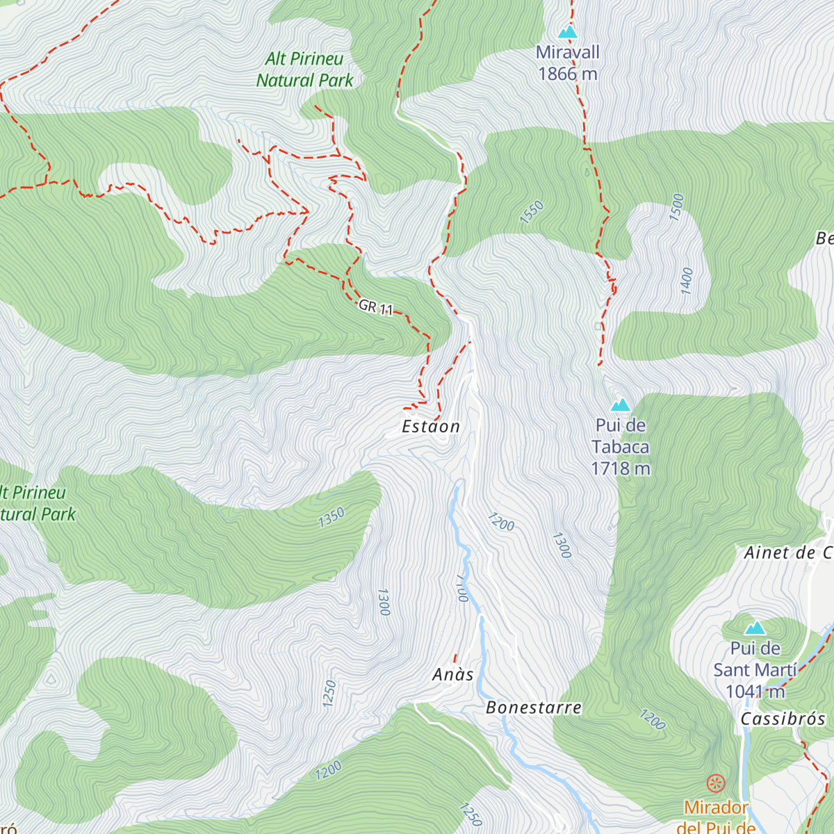 Refugi d'Estaon map