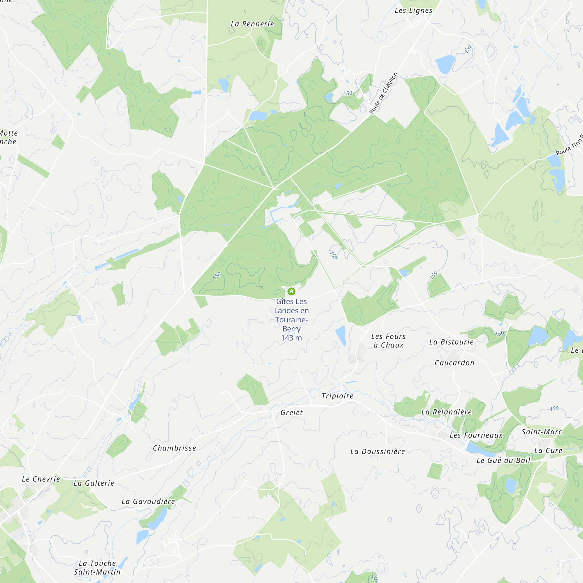 Gîtes Les Landes en Touraine-Berry map