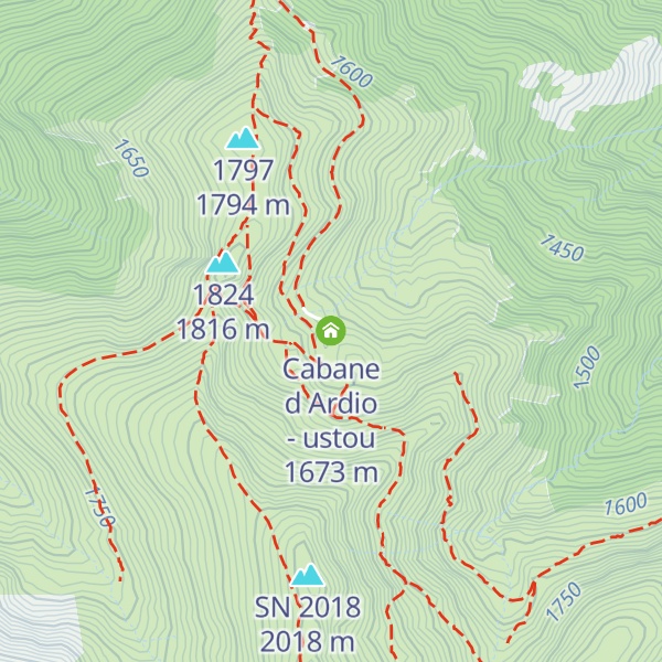 Map of Cabane d Ardio - ustou