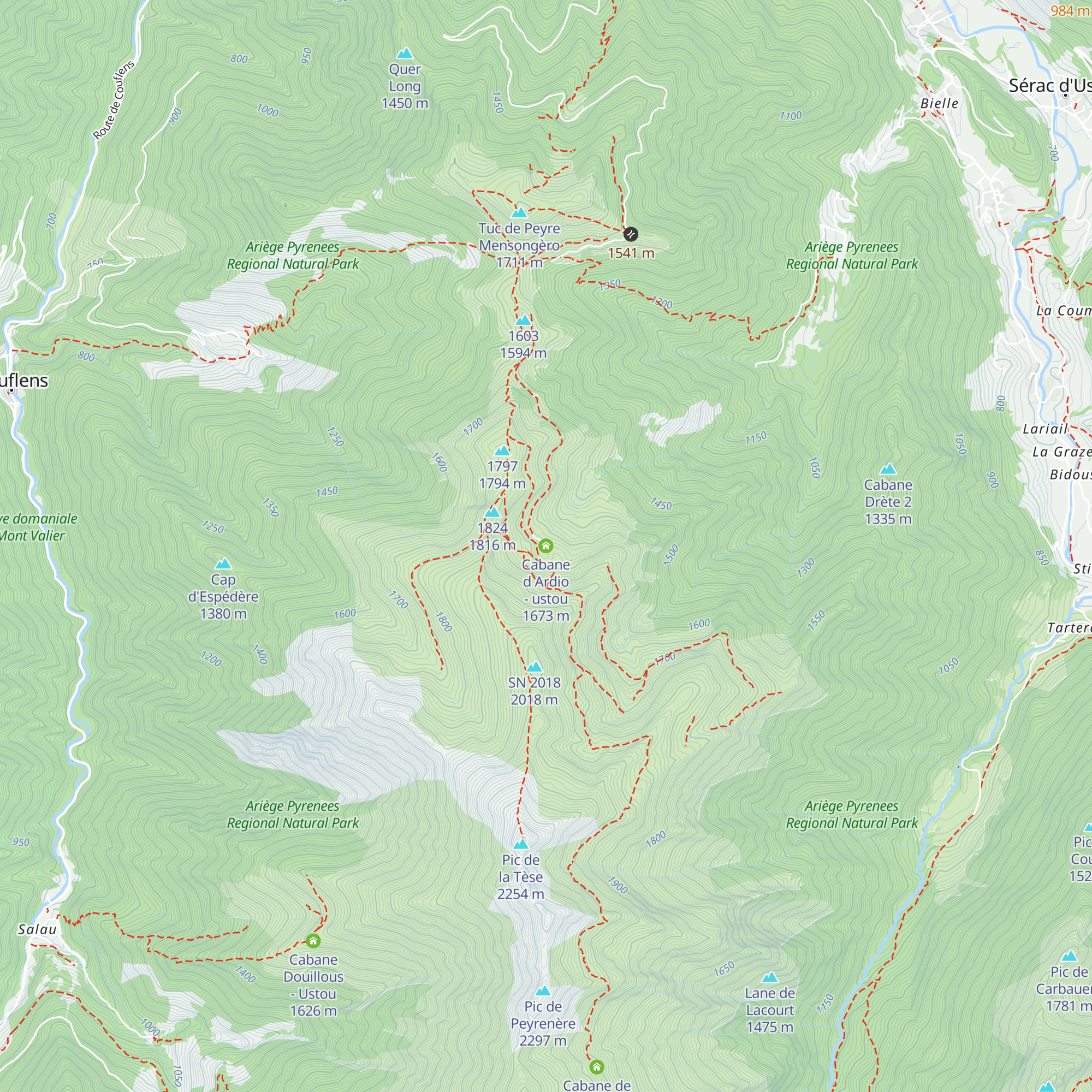 Cabane d Ardio - ustou map