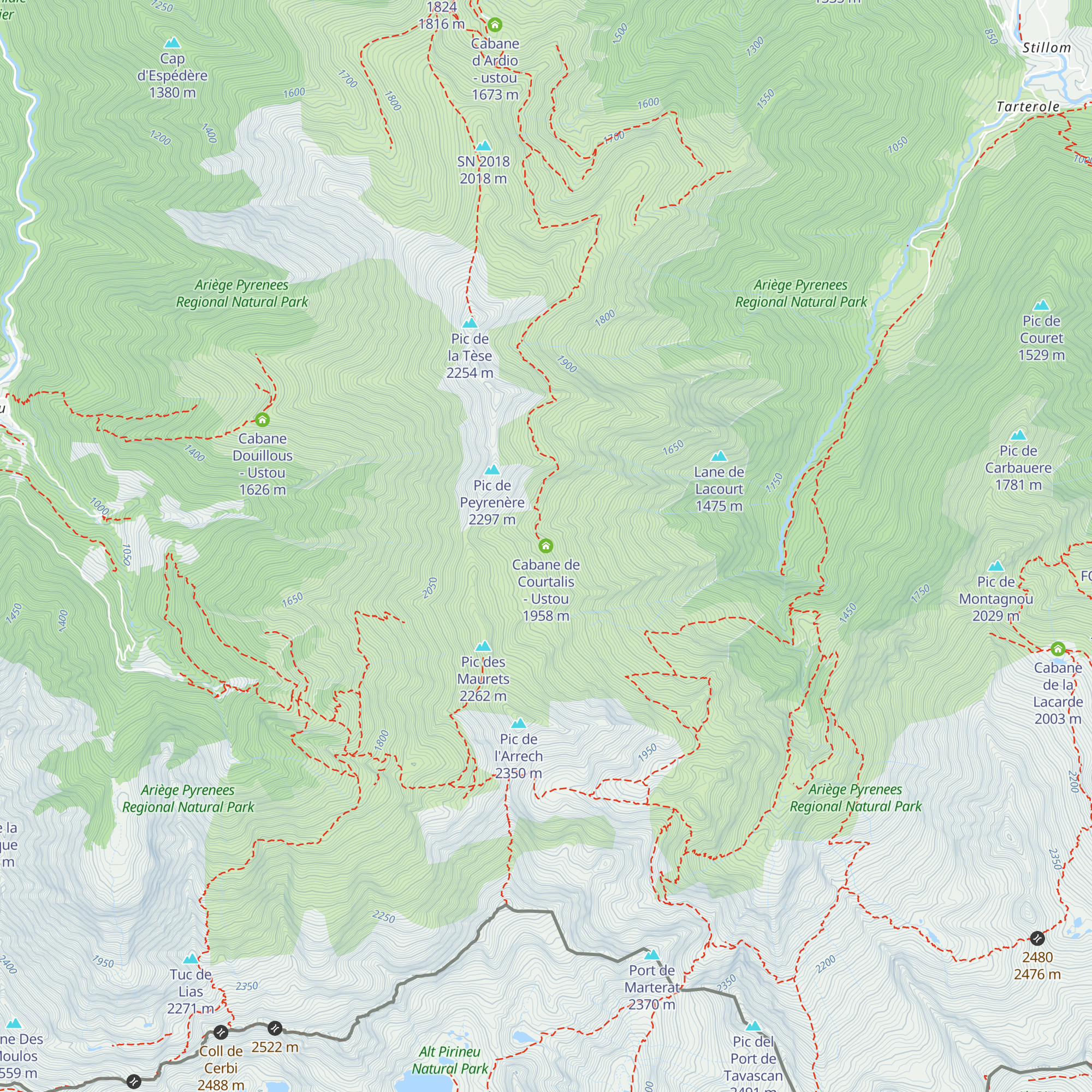 Cabane de Courtalis - Ustou map
