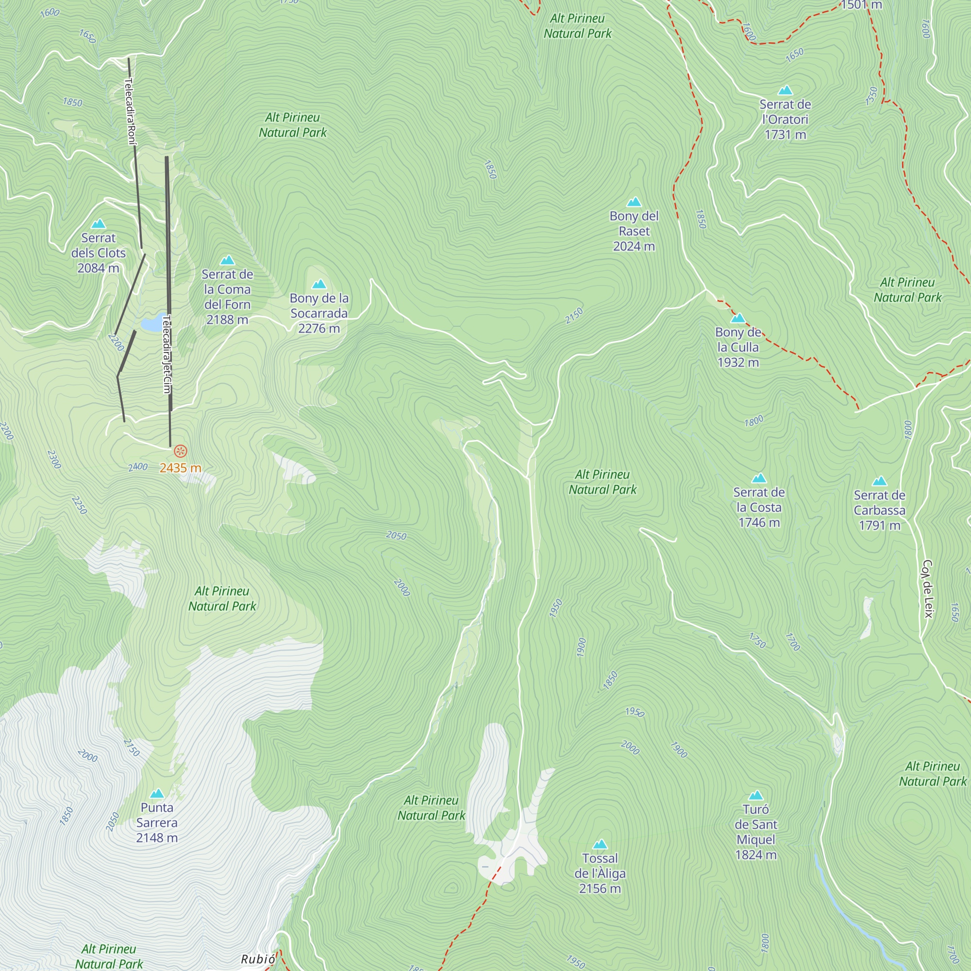 Refugi de les Comes de Rubió map
