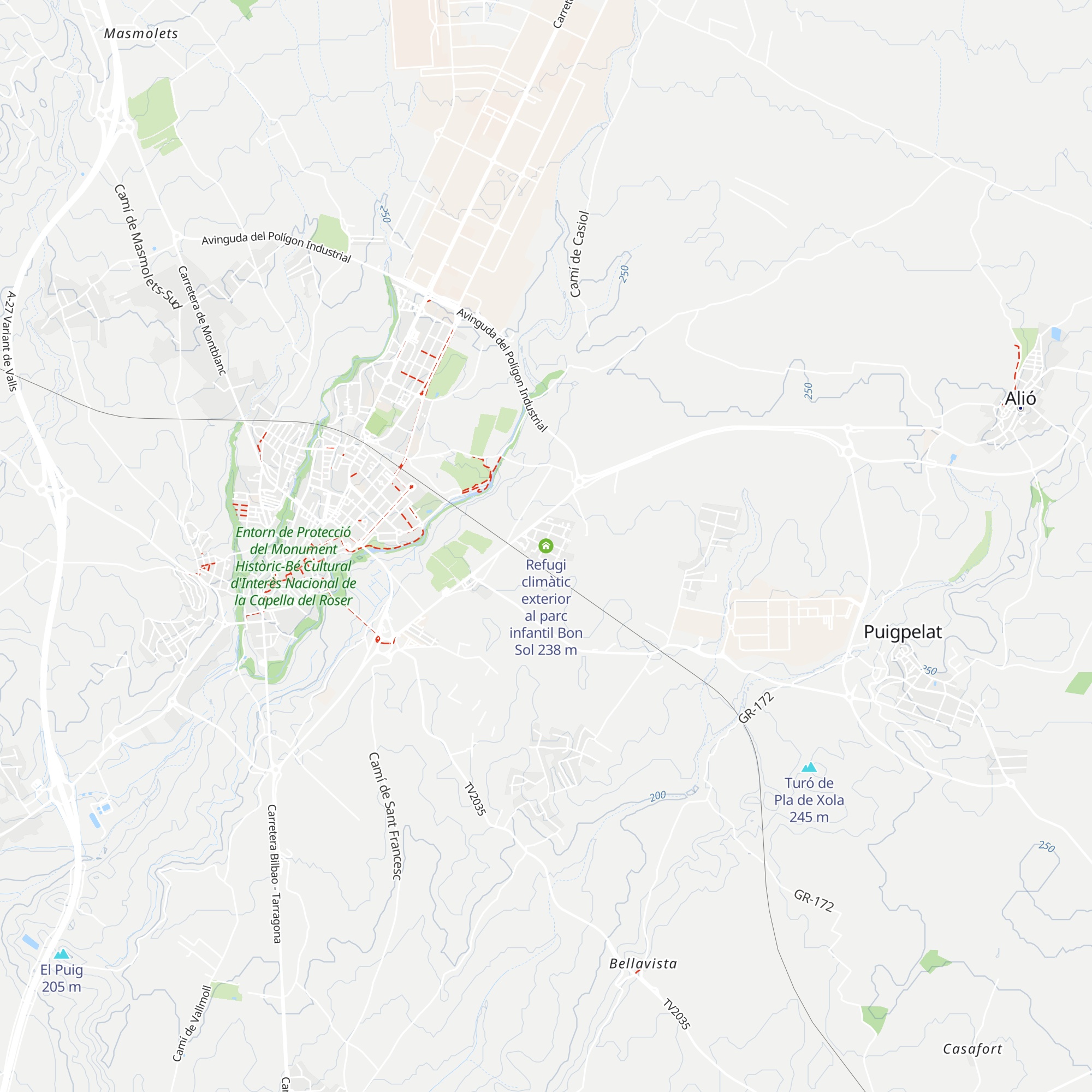 Refugi climàtic exterior al parc infantil Bon Sol map