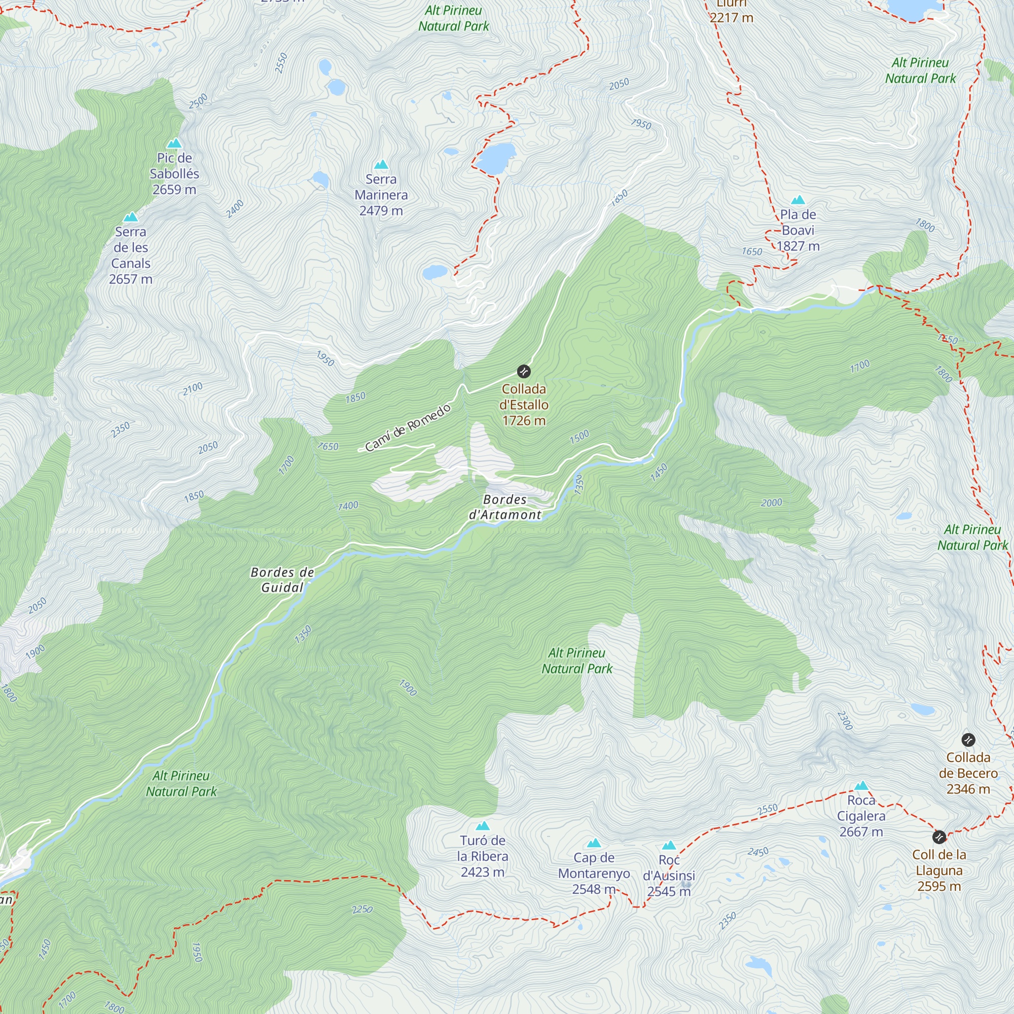 Refugi d'Artamont map