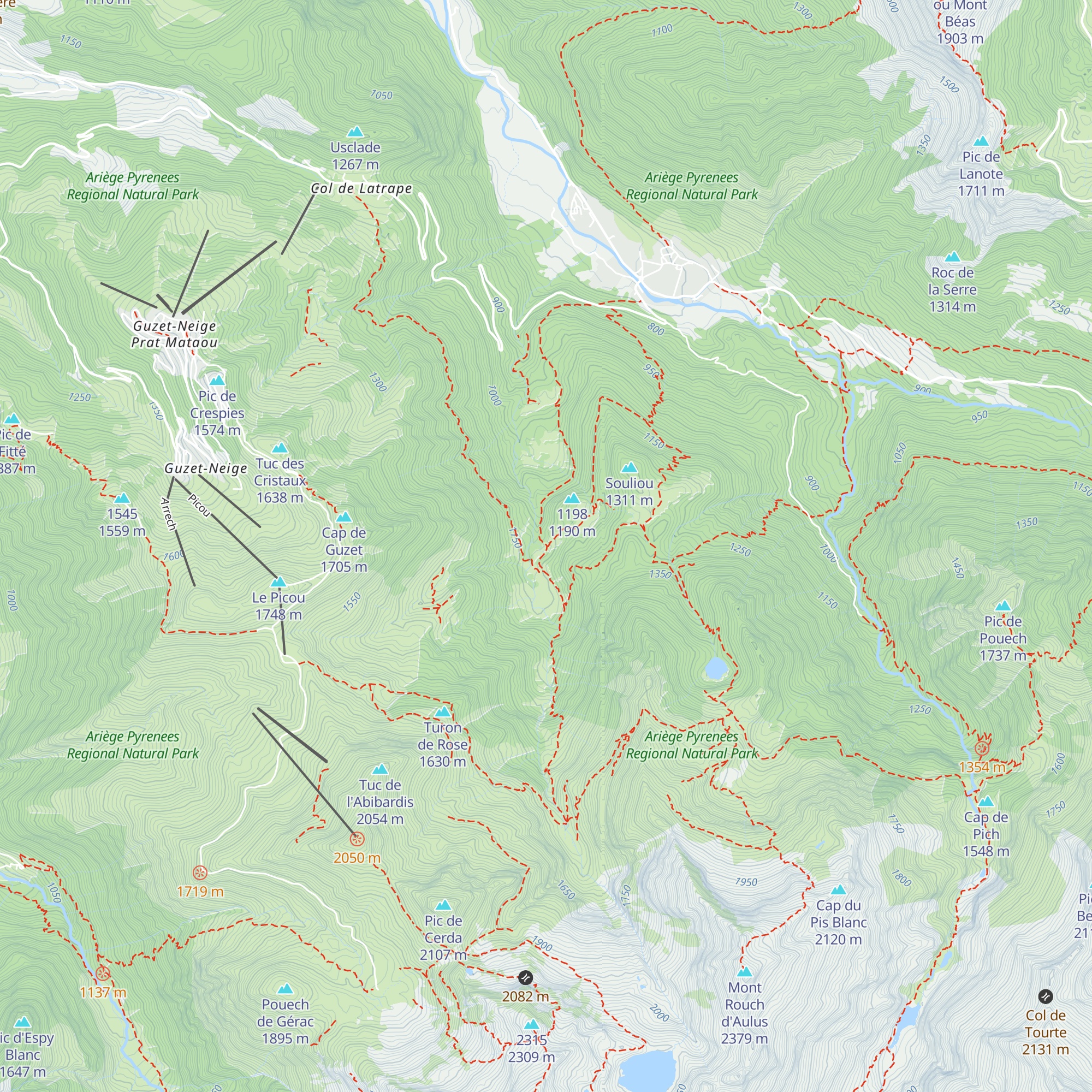Cabane de Bazets map