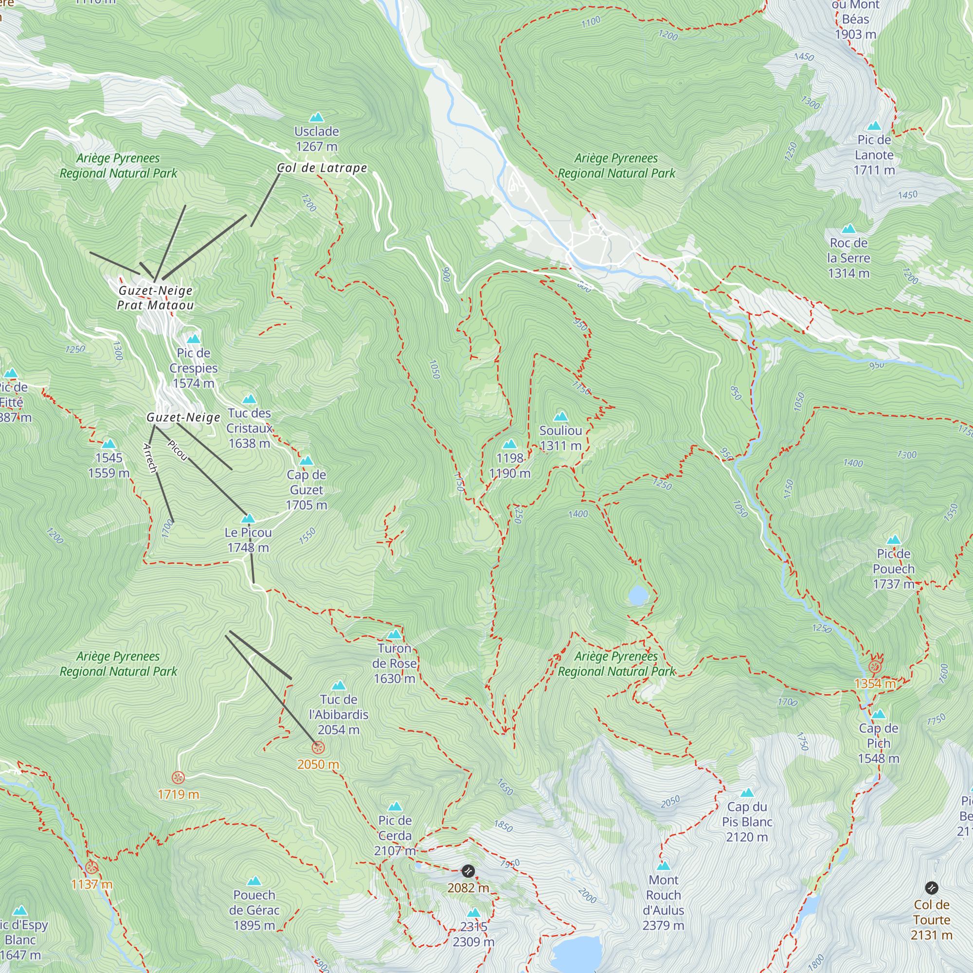 Cabane de Bazets map