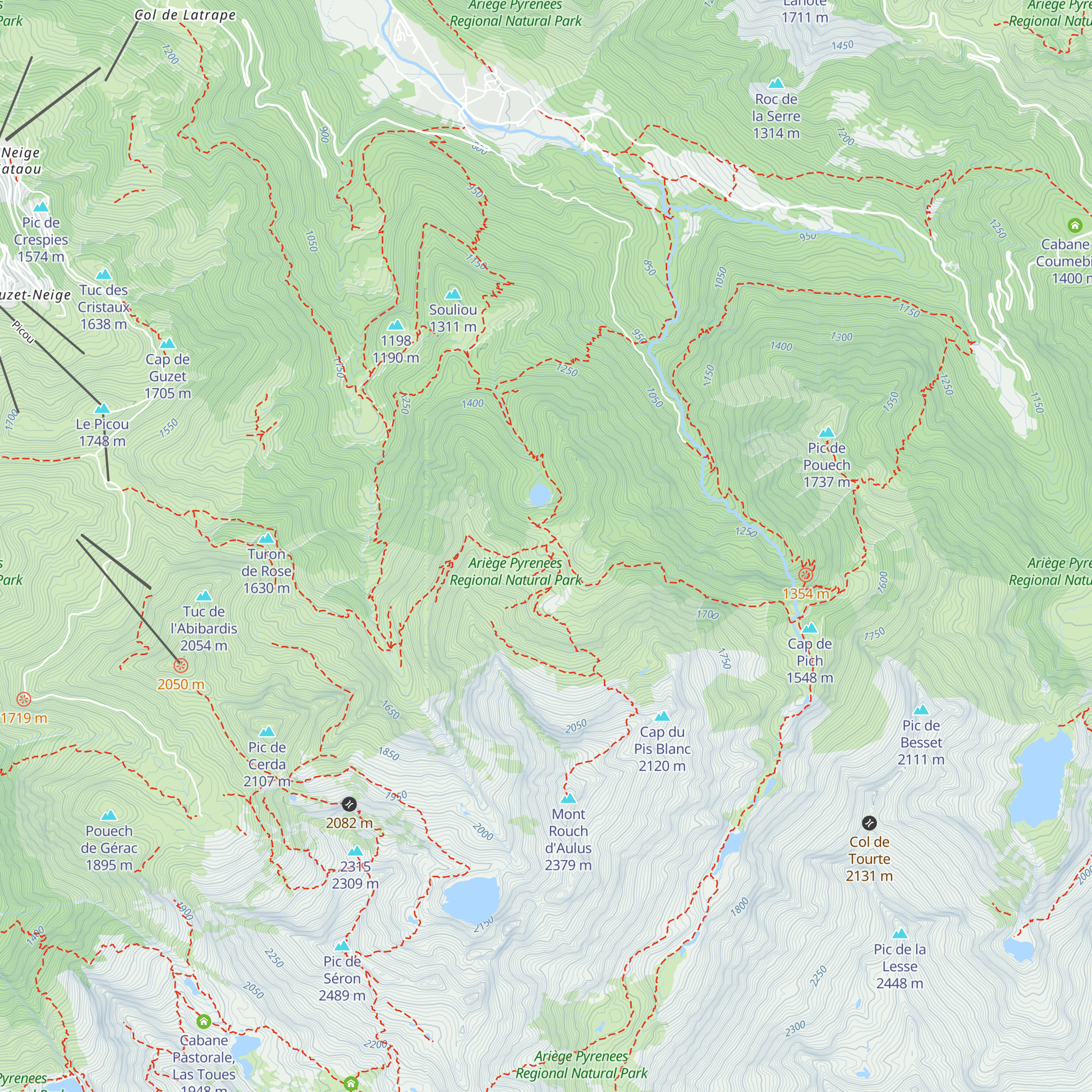 Cabane de Guzettou map