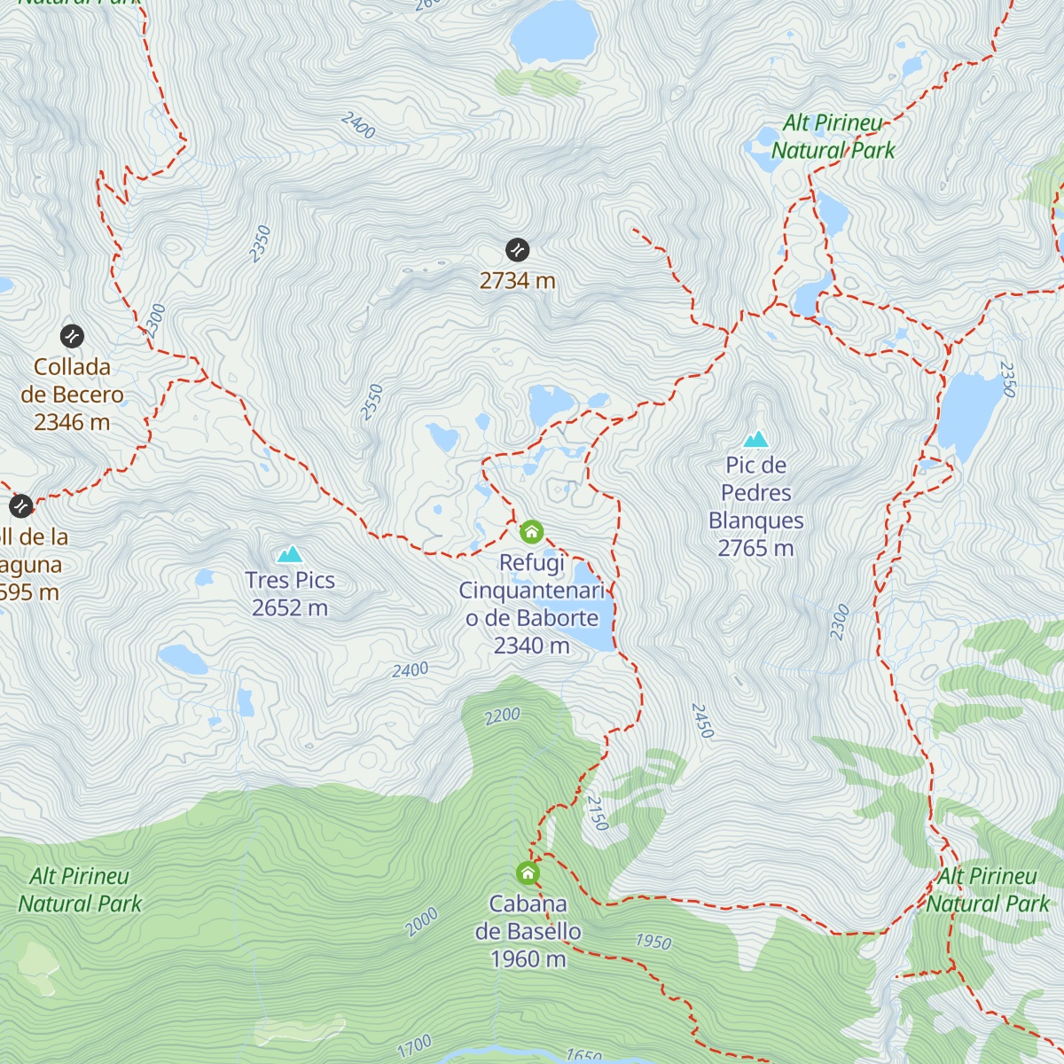 Refugi Cinquantenari o de Baborte map
