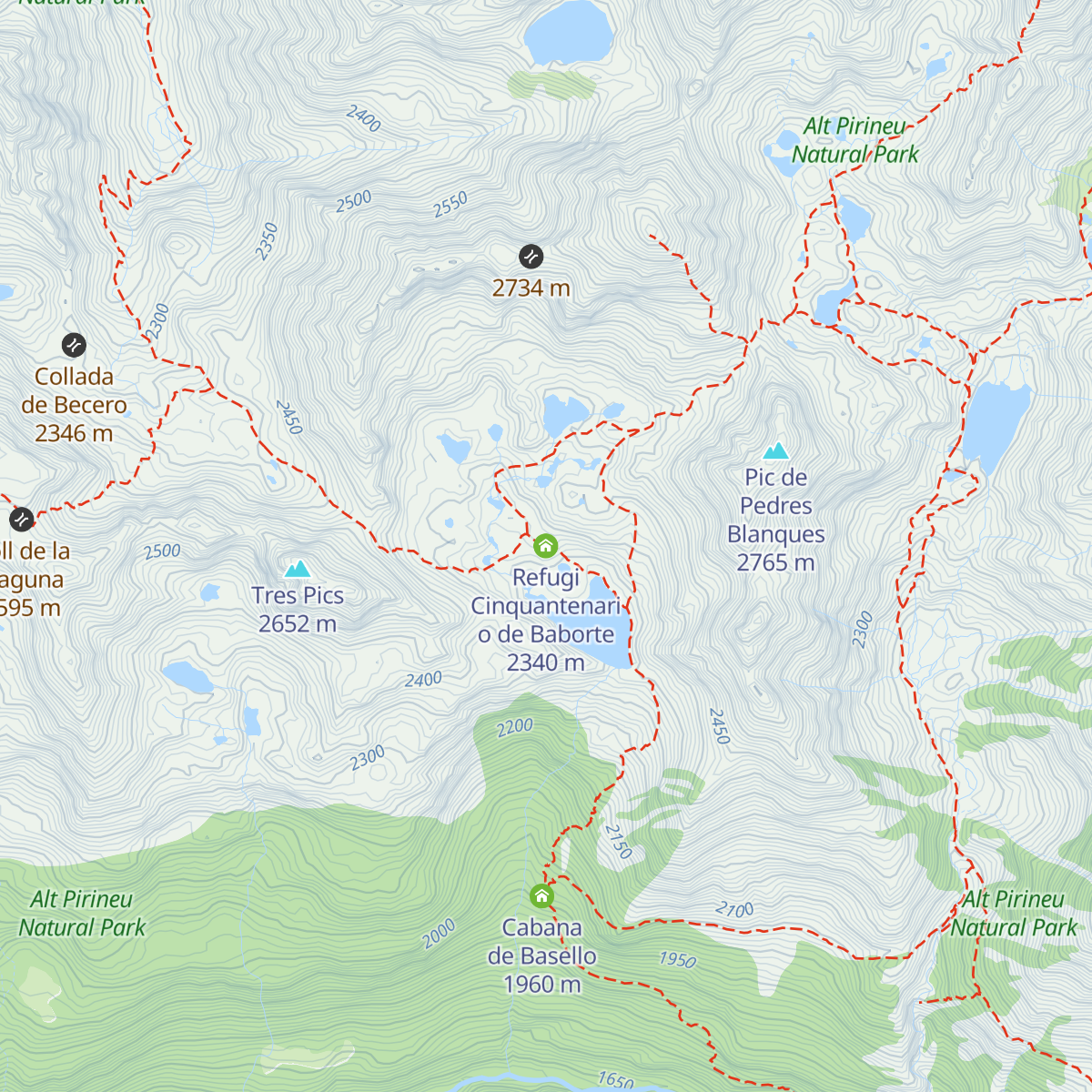 Refugi Cinquantenari o de Baborte map