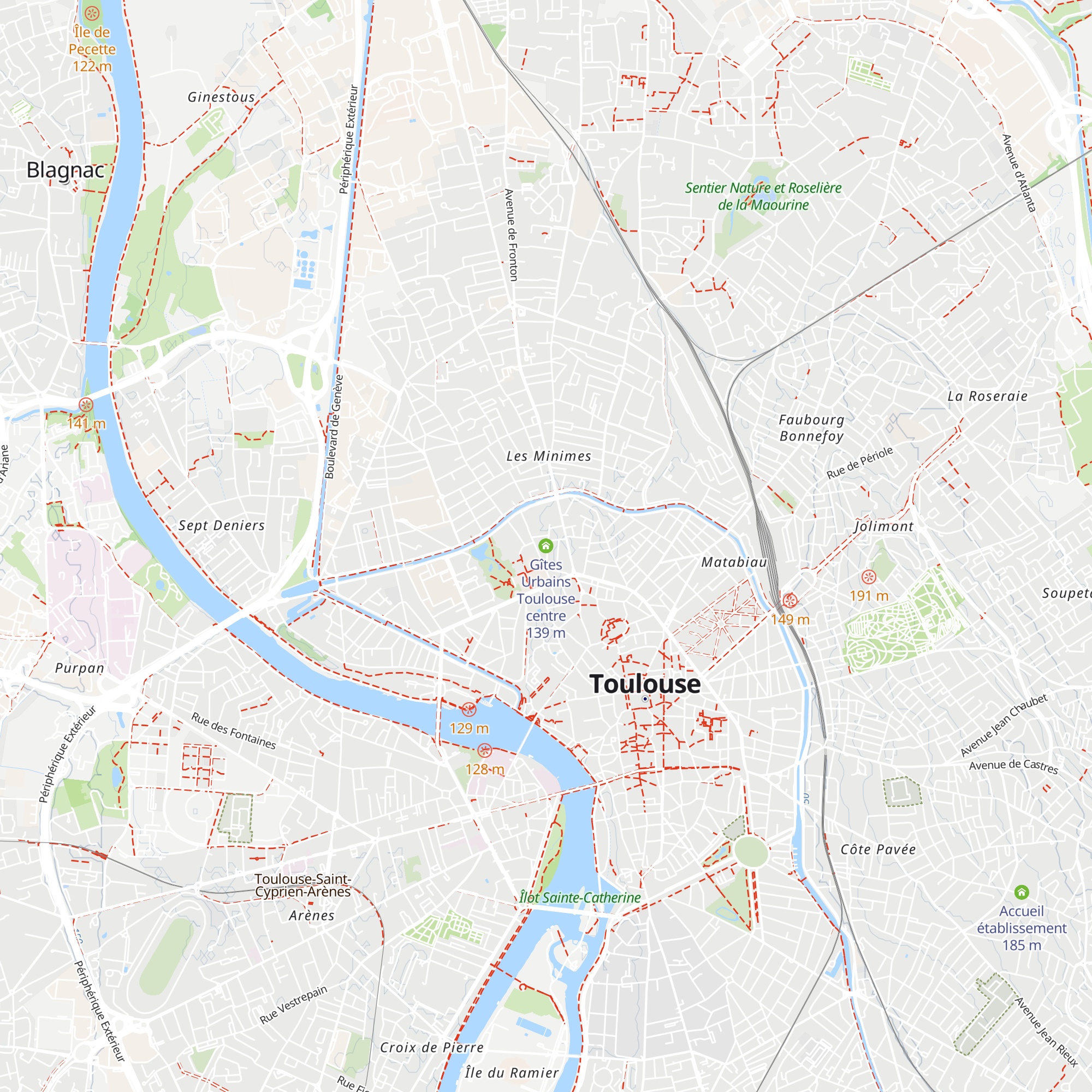 Gîtes Urbains Toulouse centre map