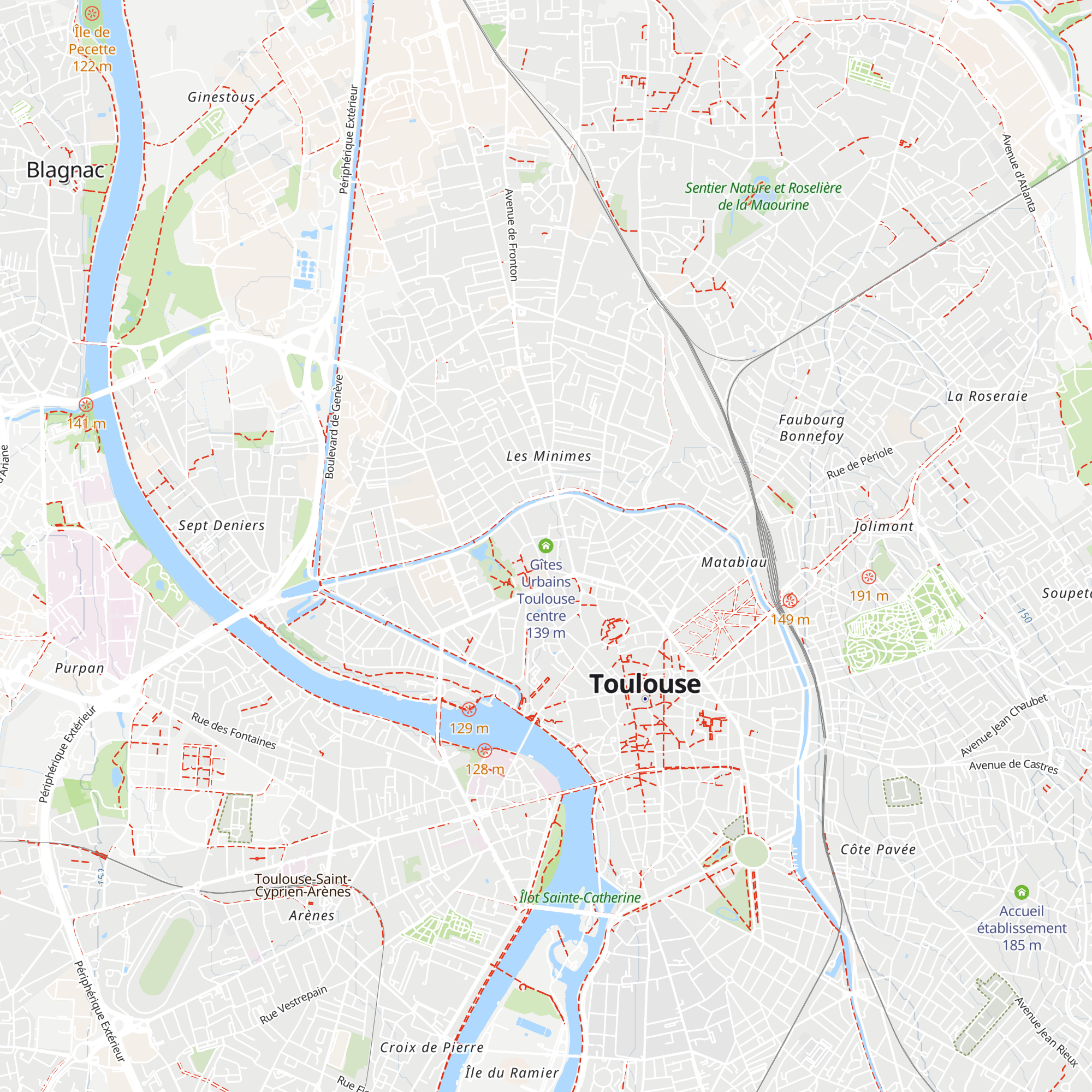 Gîtes Urbains Toulouse centre map