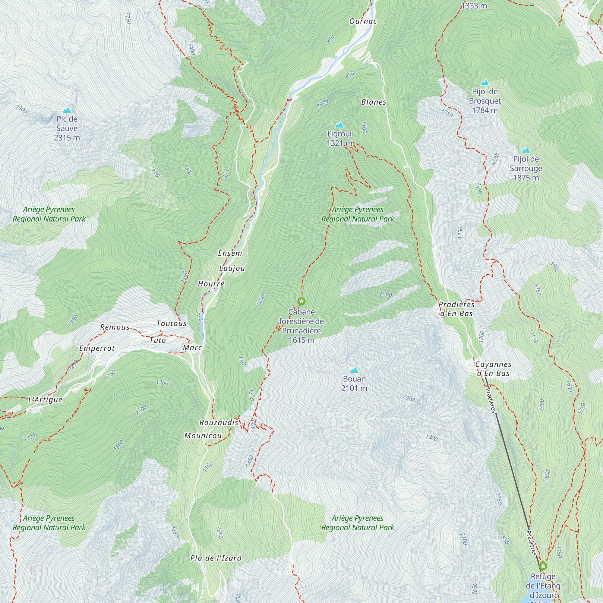Cabane forestière de Prunadière map