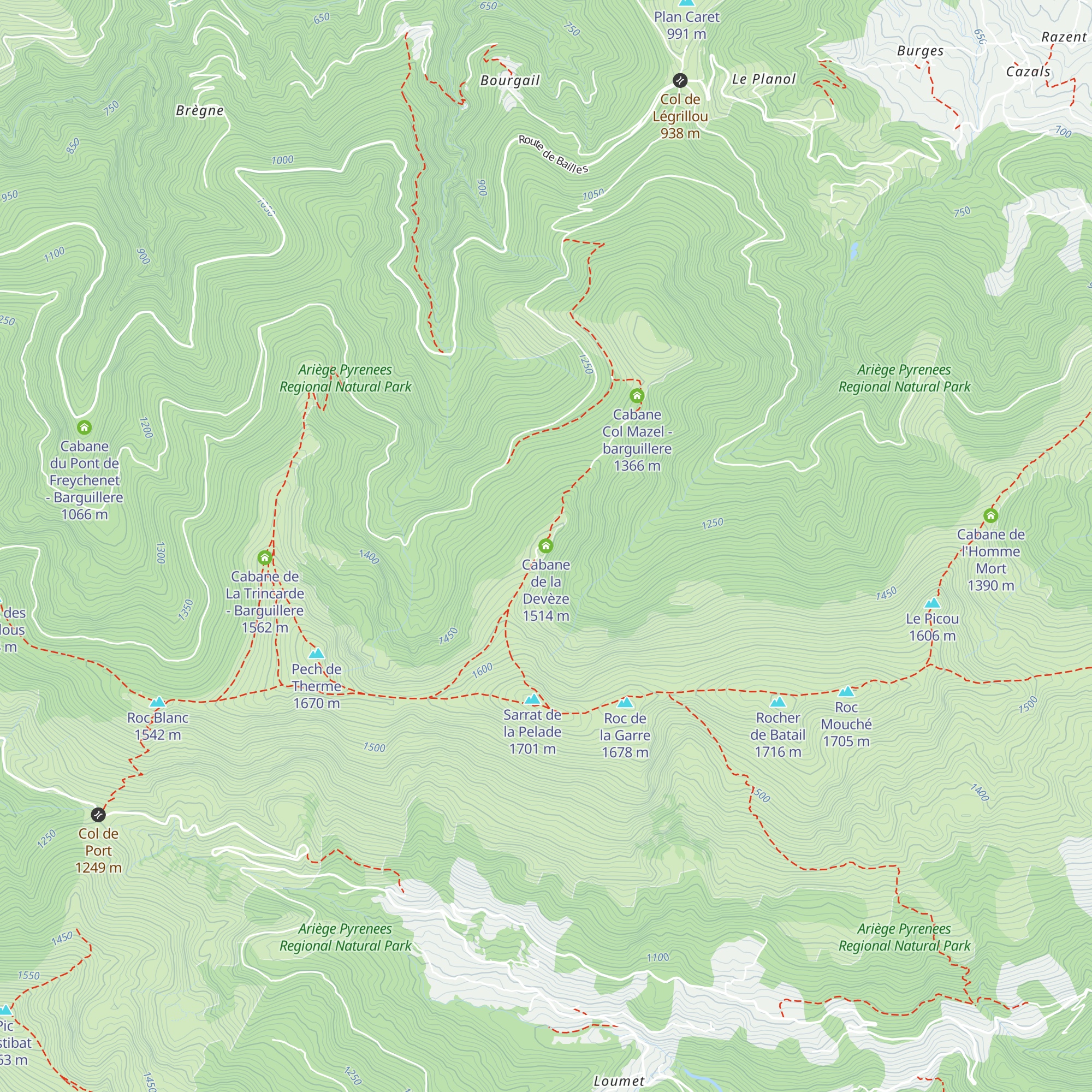 Cabane de la Devèze map