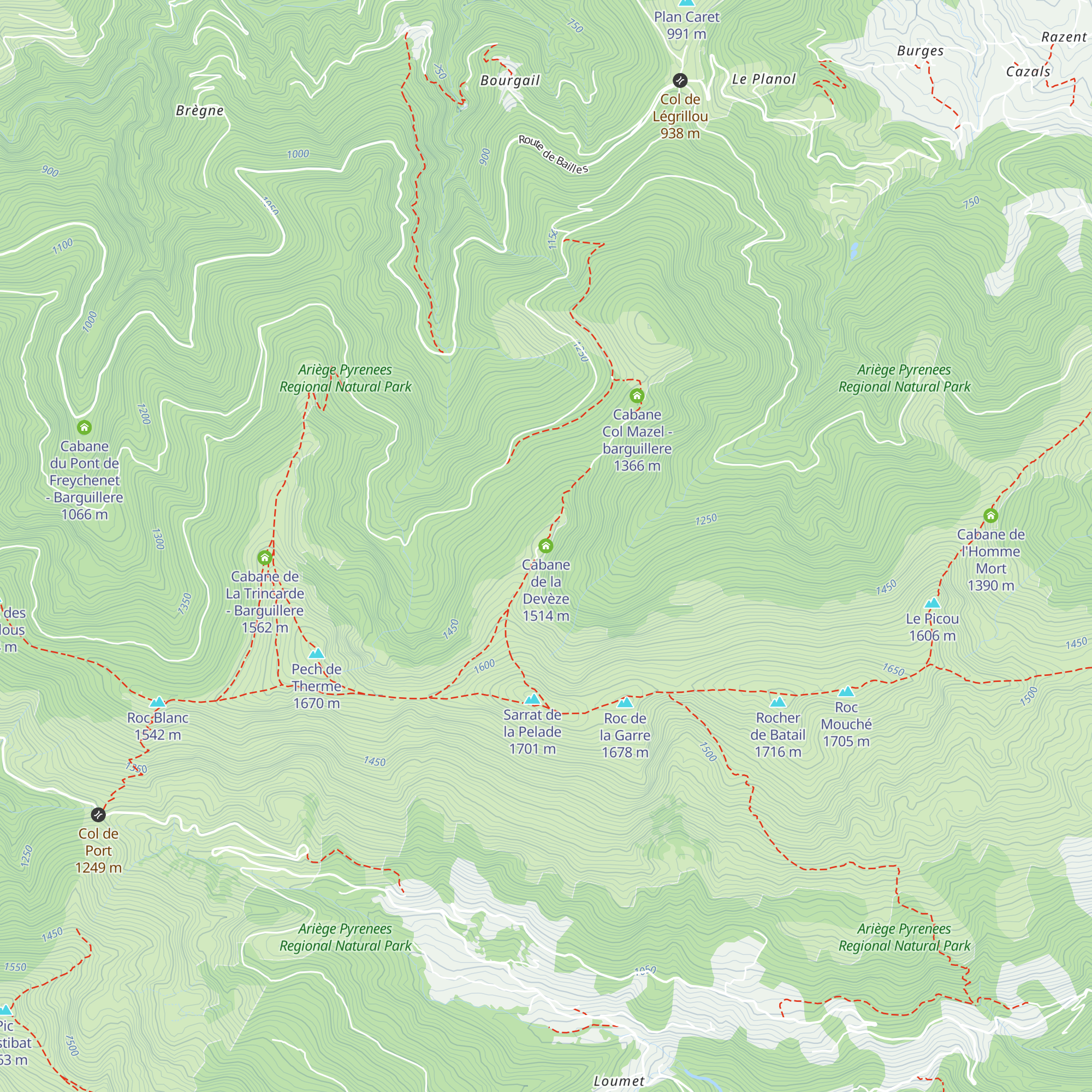 Cabane de la Devèze map