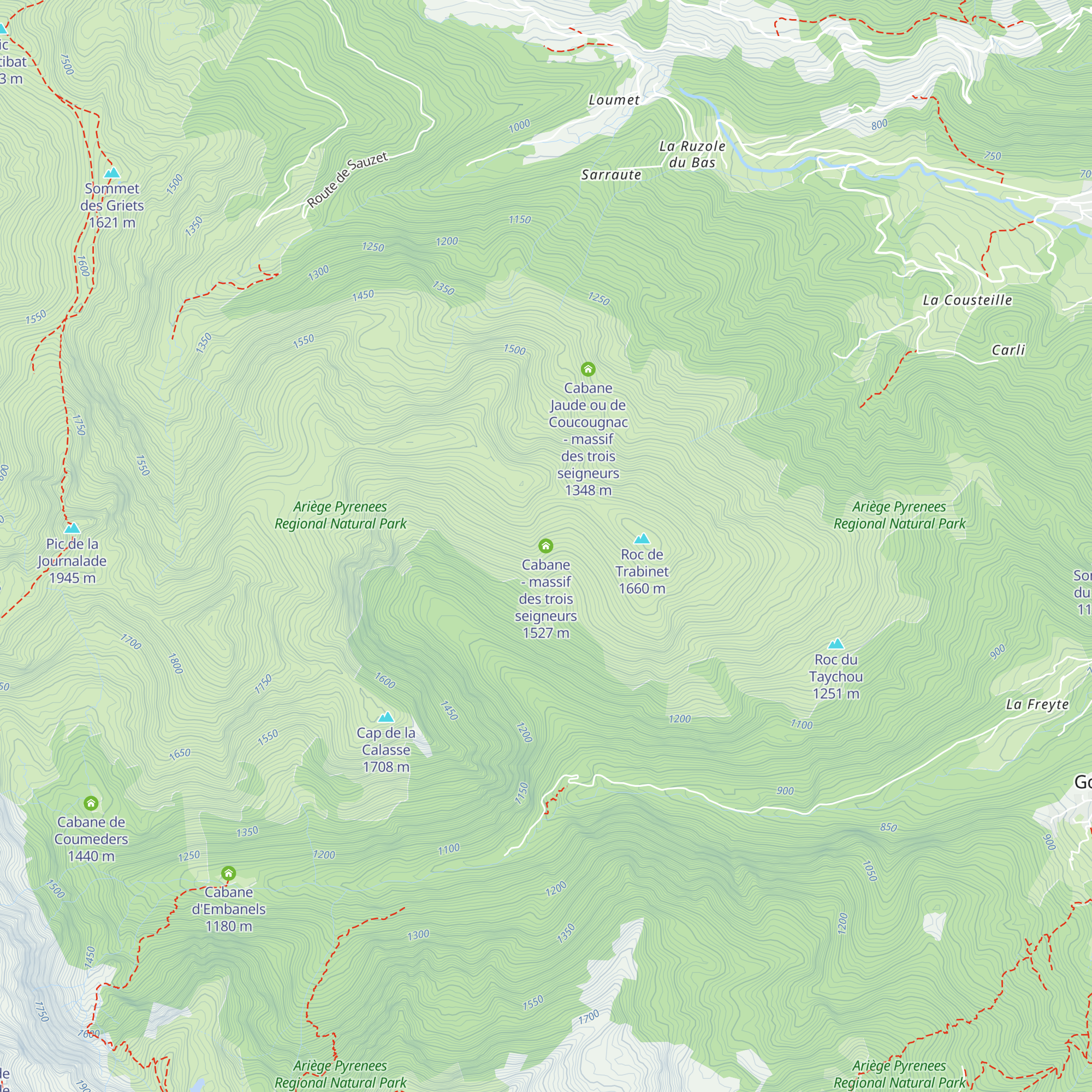 Cabane - massif des trois seigneurs map