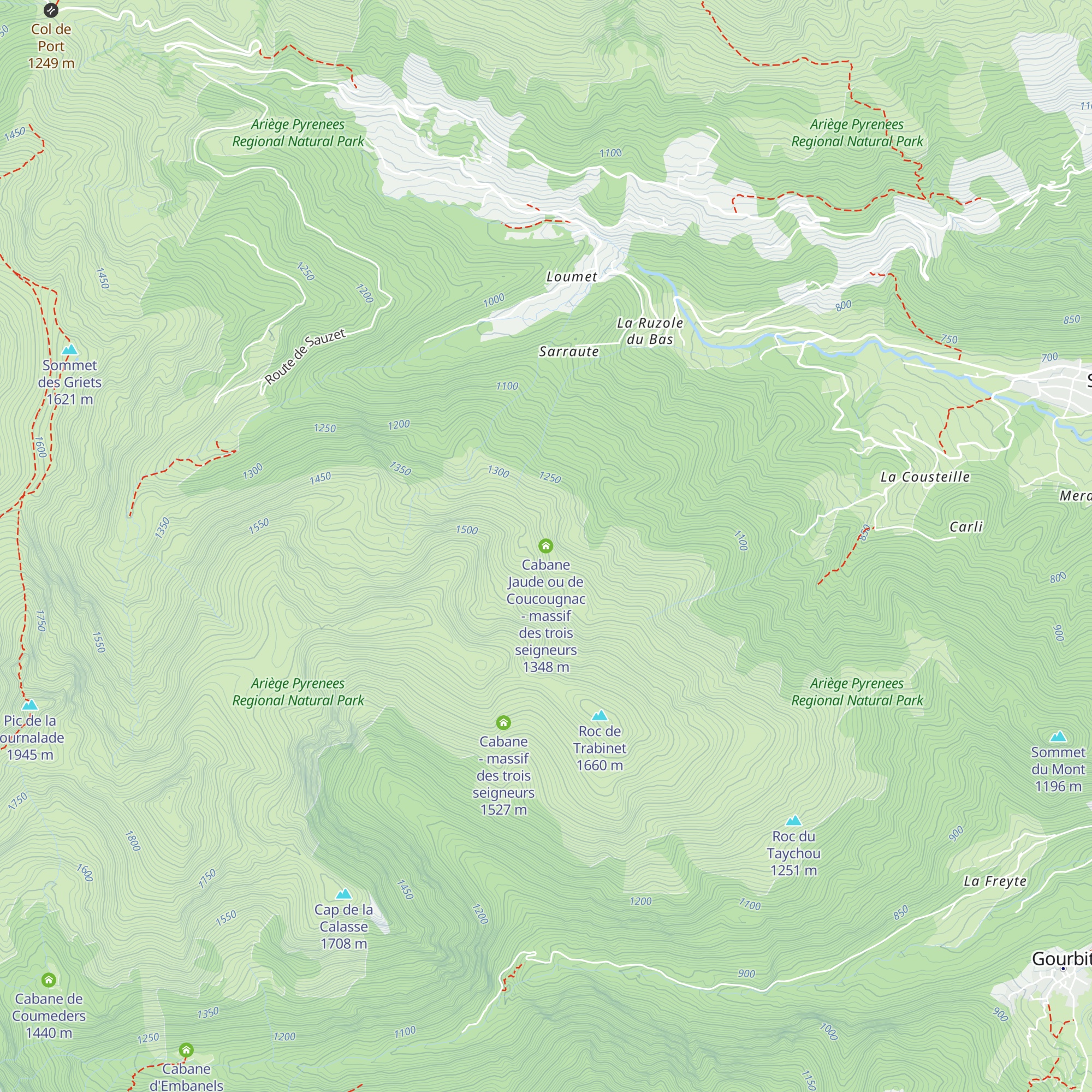 Cabane Jaude ou de Coucougnac - massif des trois seigneurs map