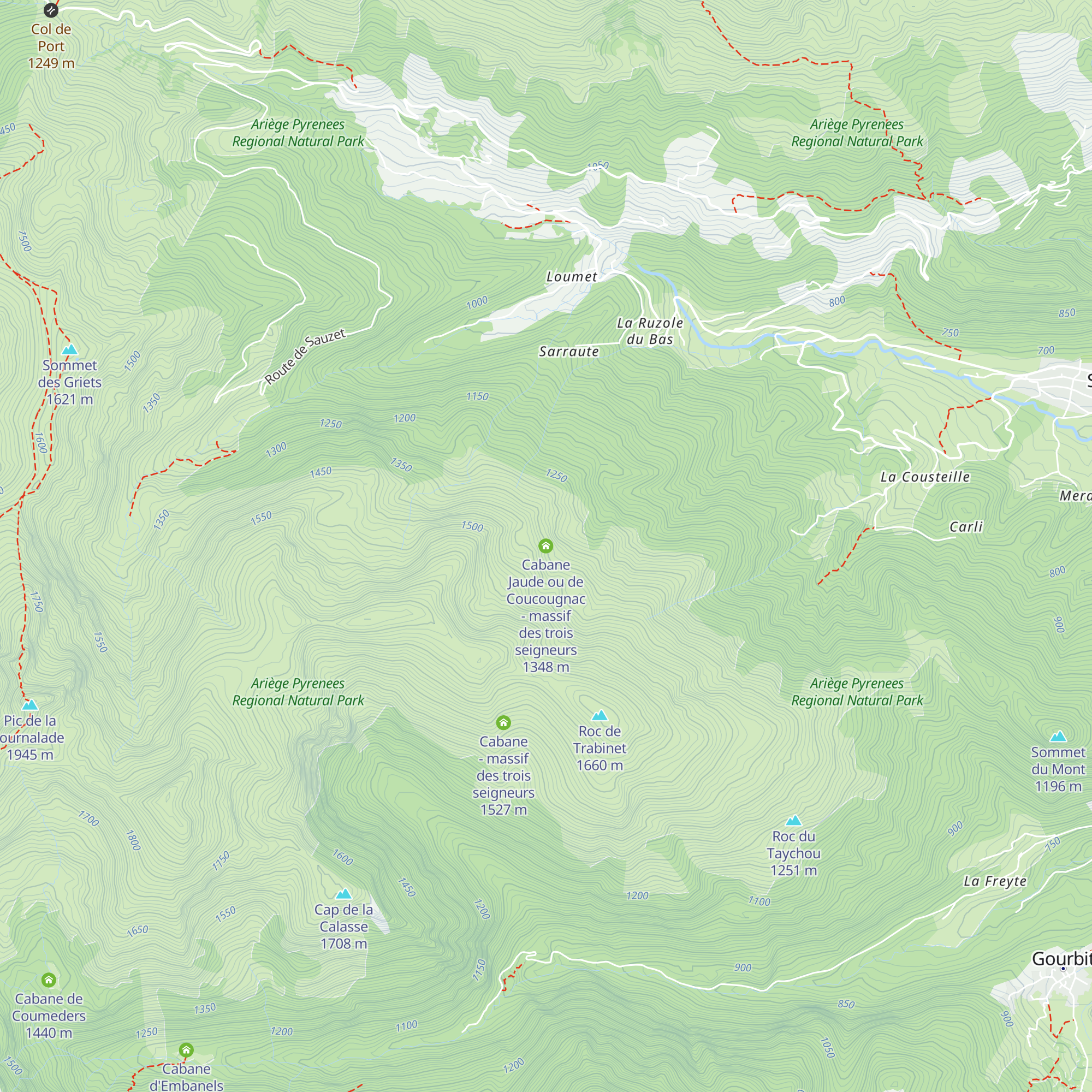 Cabane Jaude ou de Coucougnac - massif des trois seigneurs map