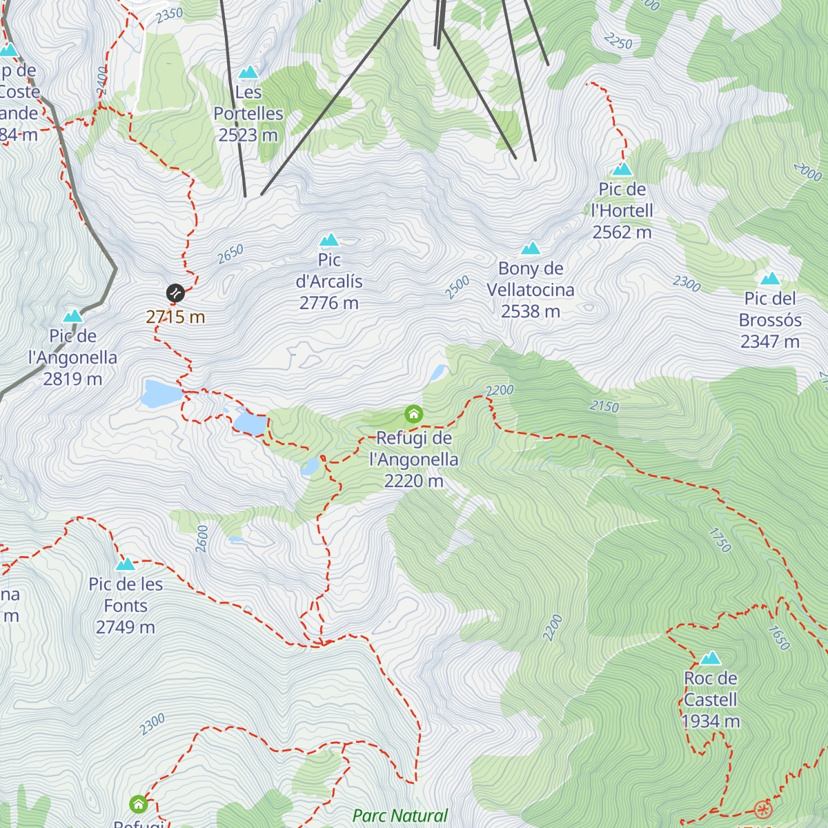 Refugi de l'Angonella map