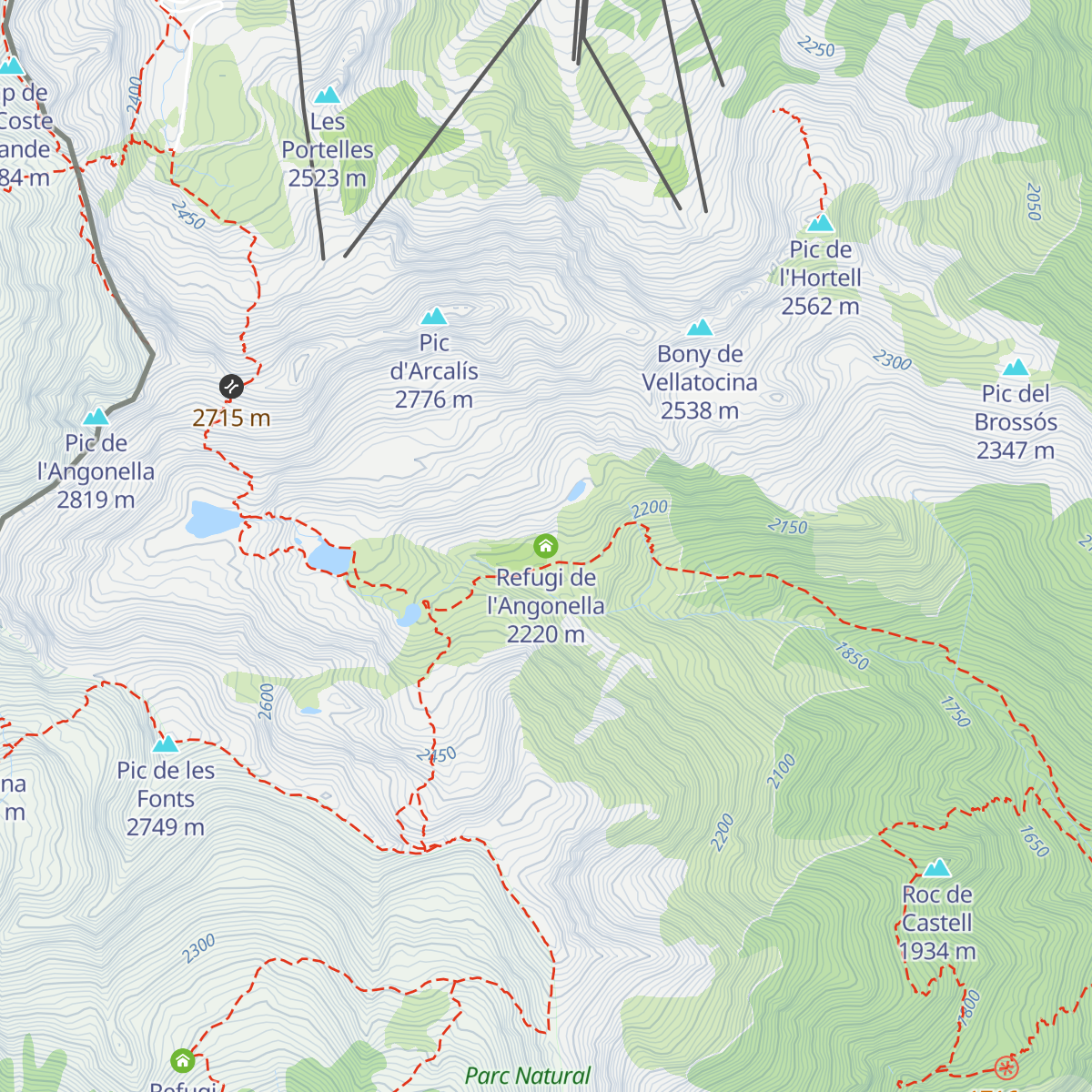 Refugi de l'Angonella map