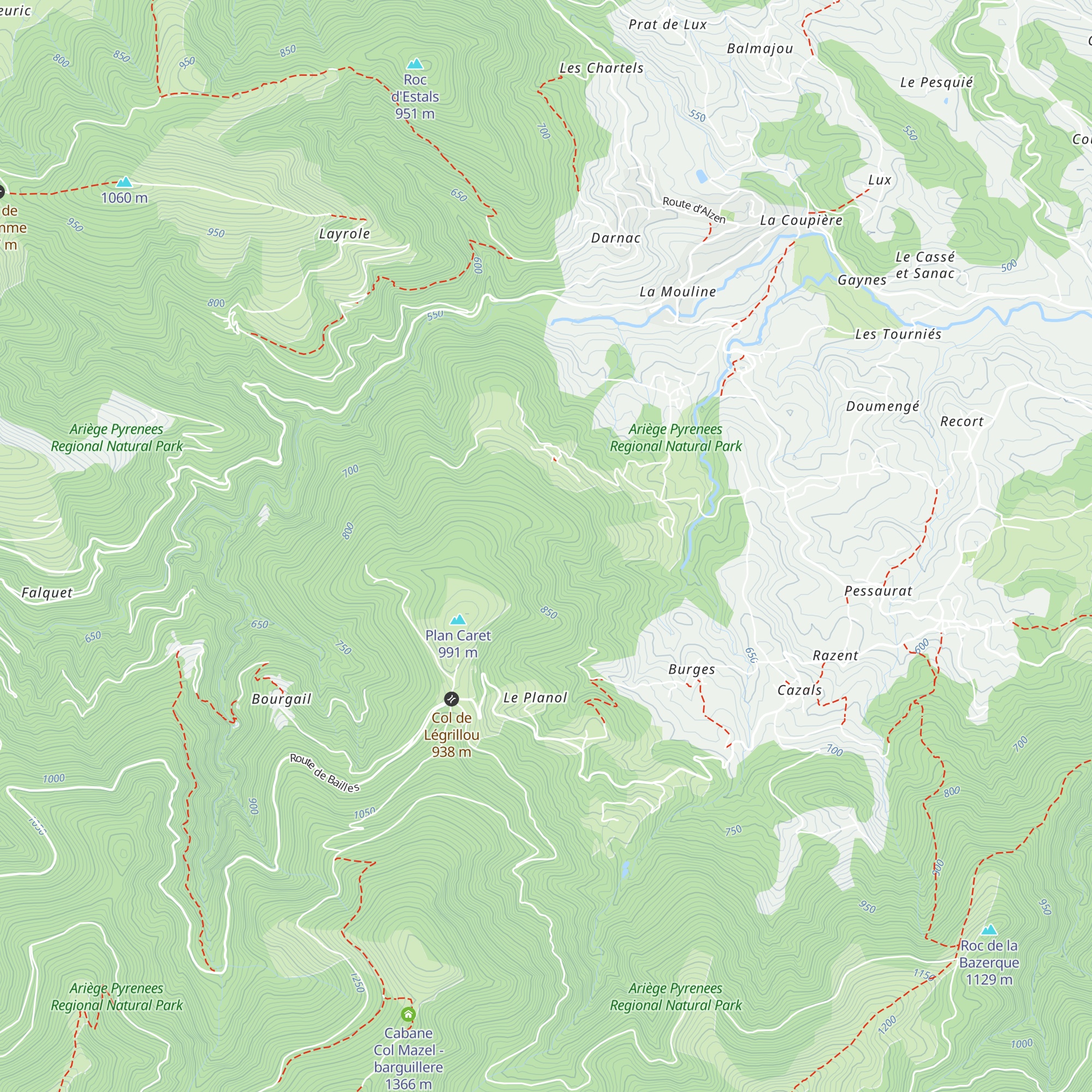 Cabane Coumauzil - barguillere map