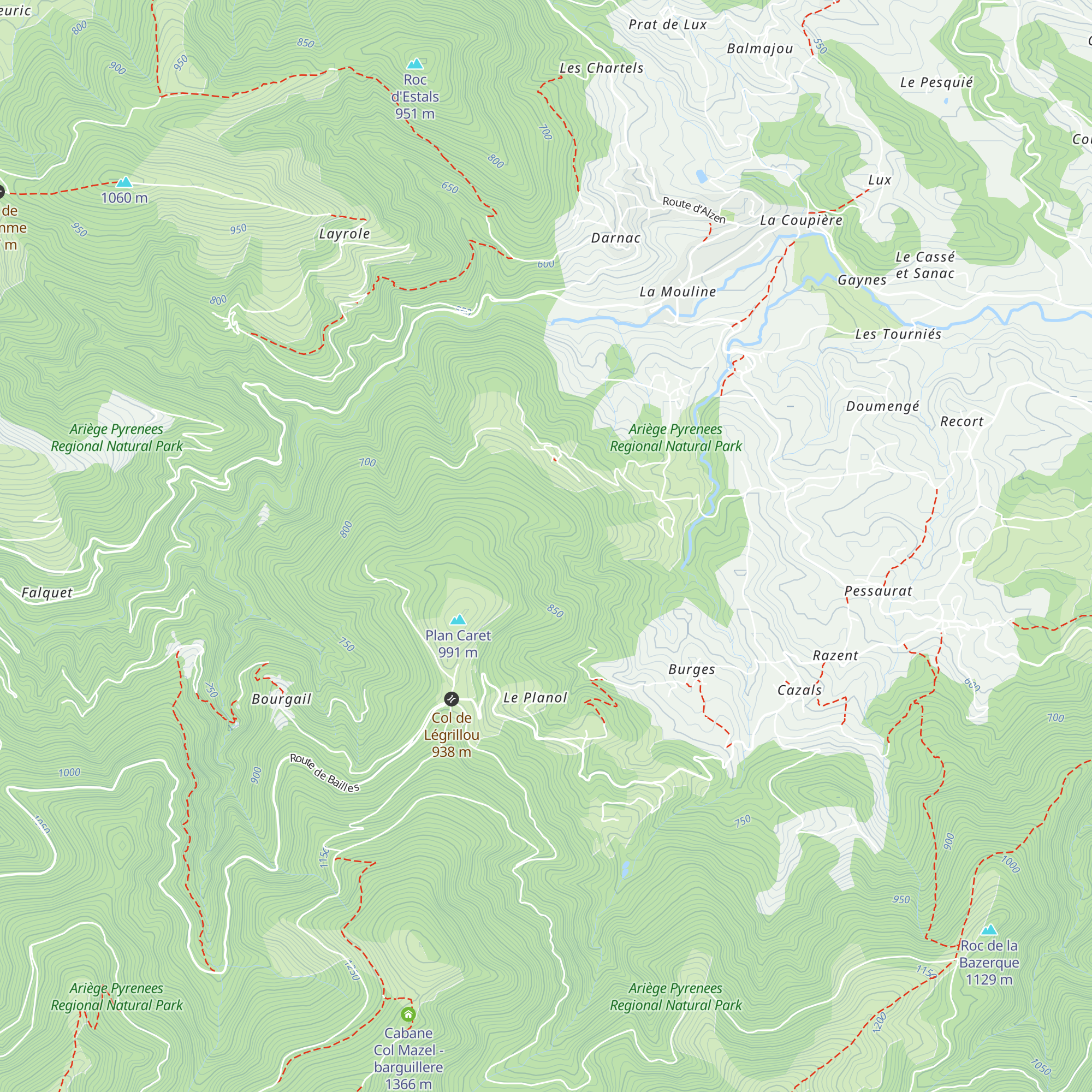 Cabane Coumauzil - barguillere map