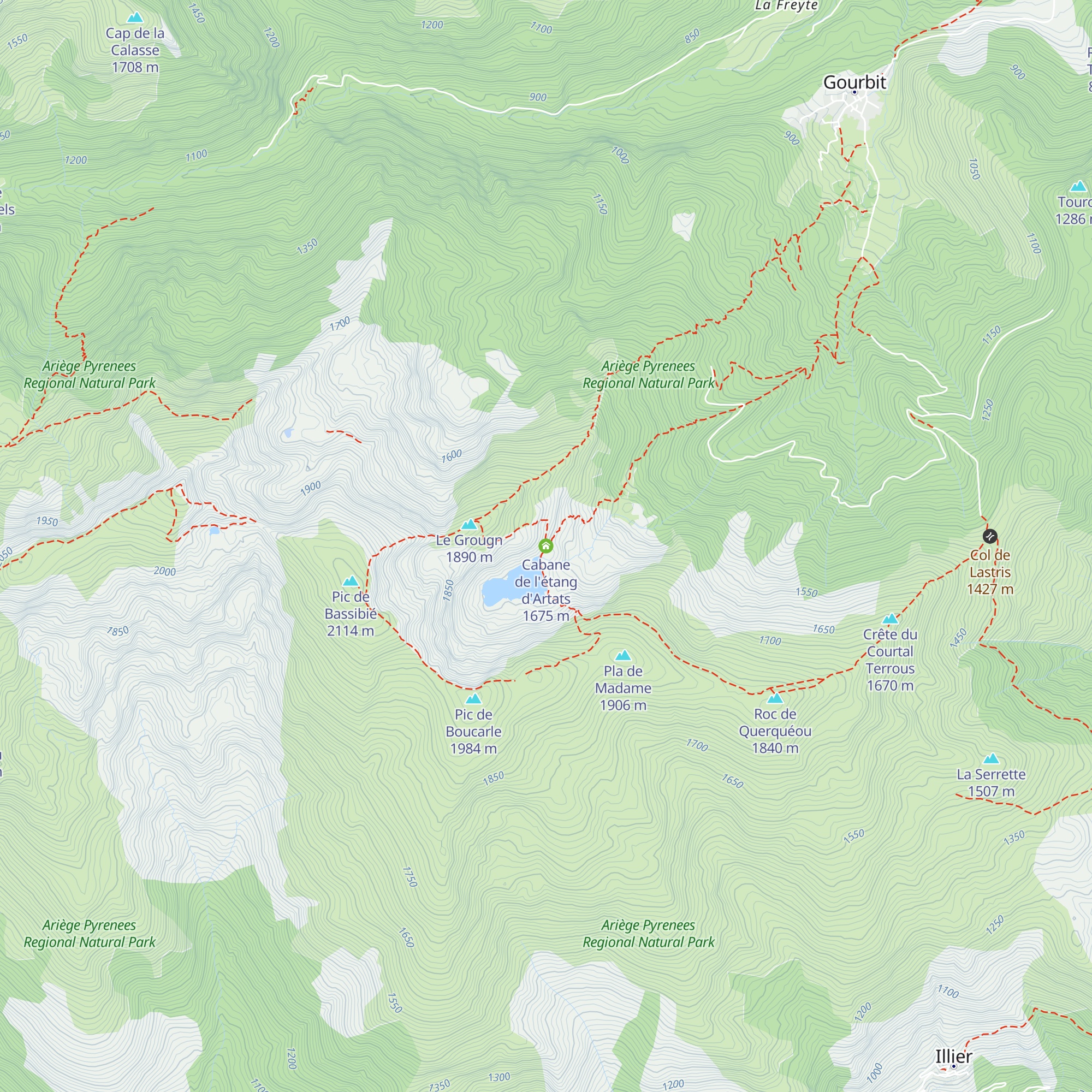 Cabane de l'étang d'Artats map