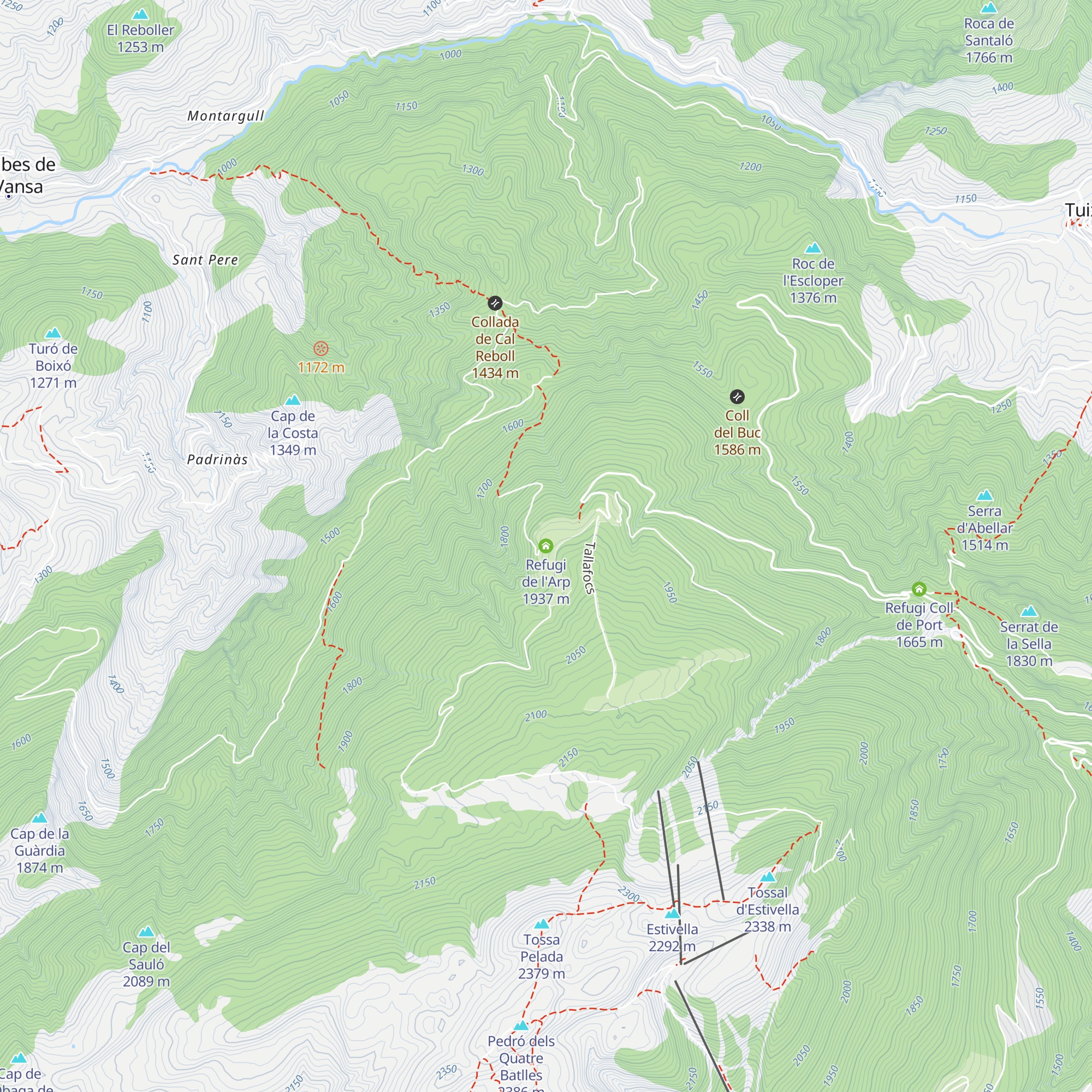 Refugi de l'Arp map