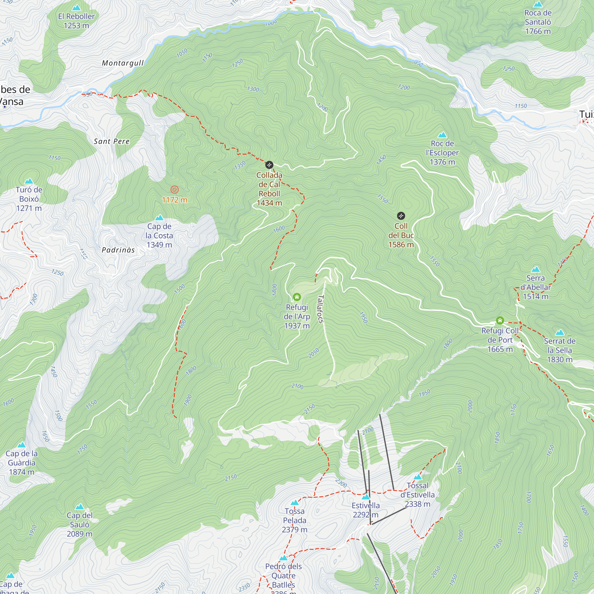 Refugi de l'Arp map