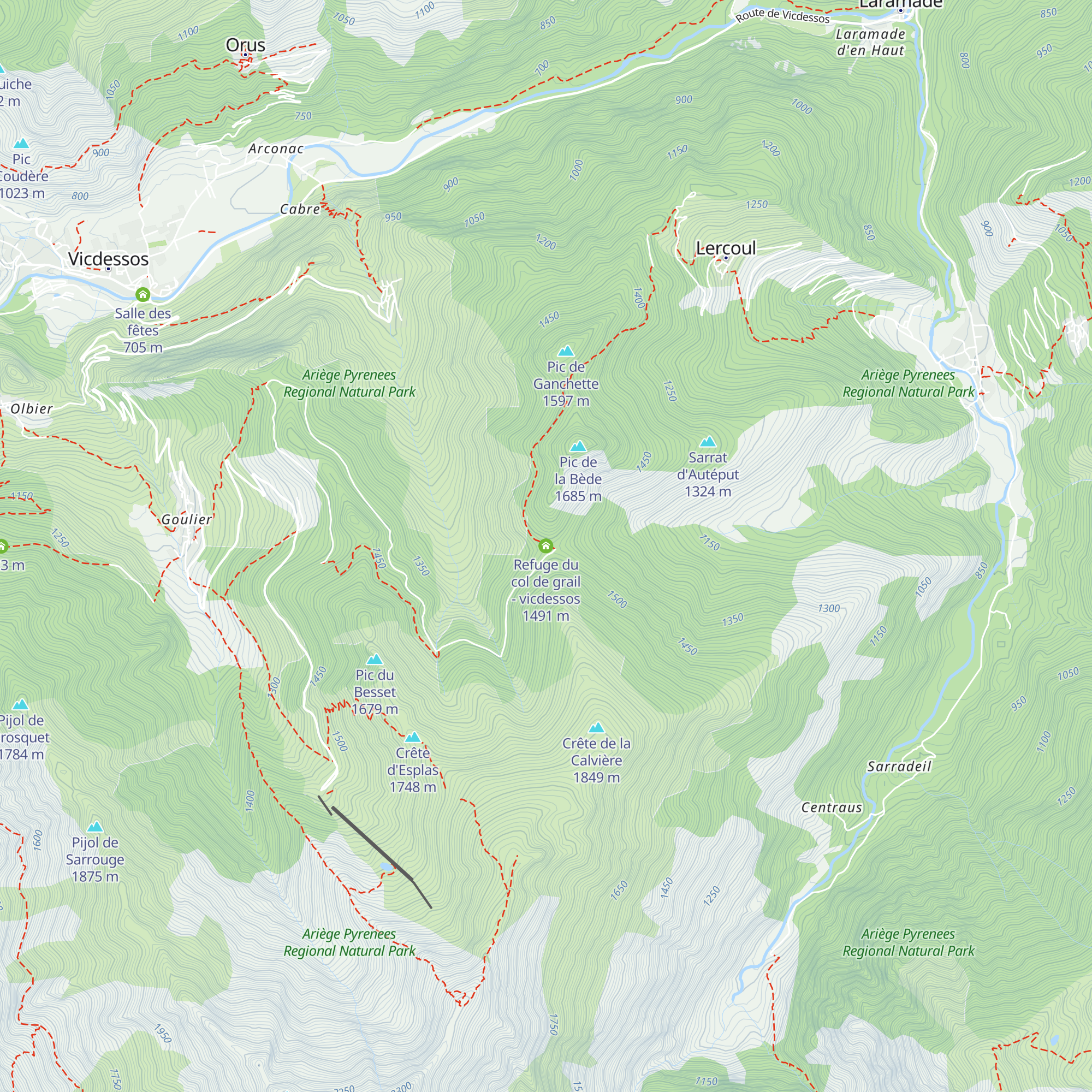 Refuge du col de grail - vicdessos map