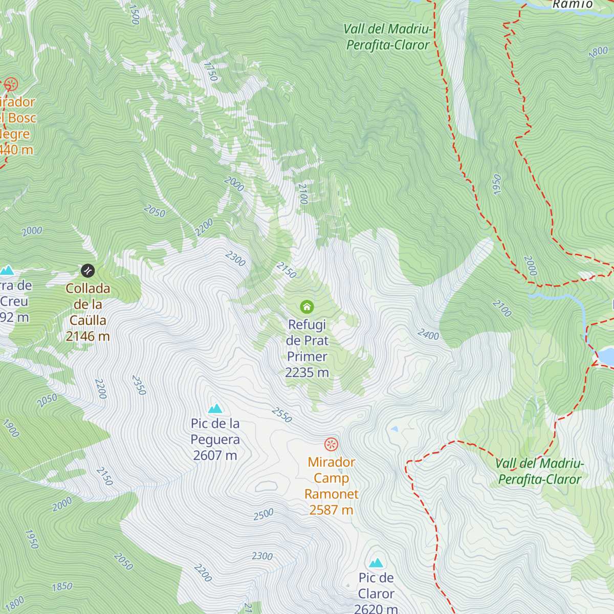 Refugi de Prat Primer map