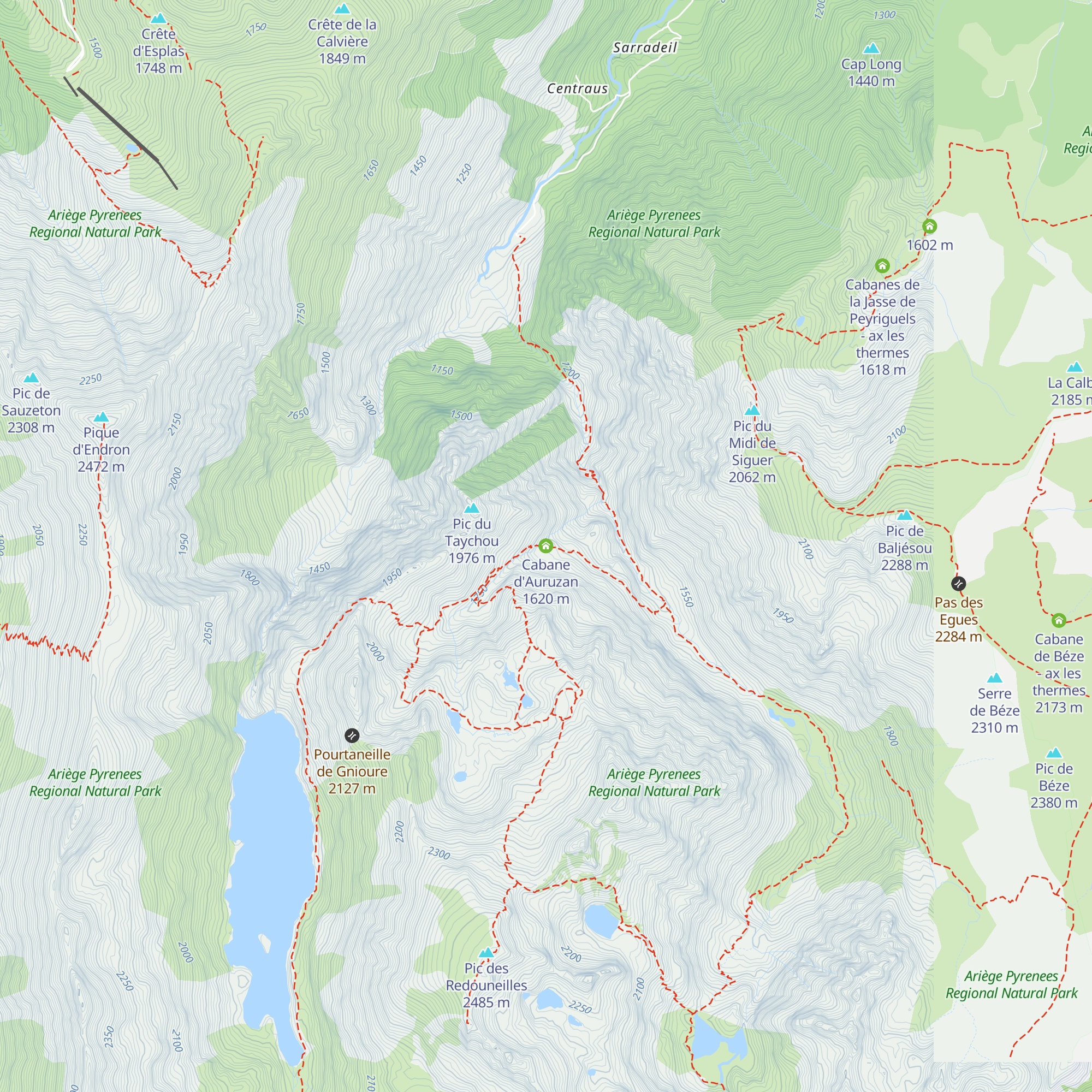Cabane d'Auruzan map