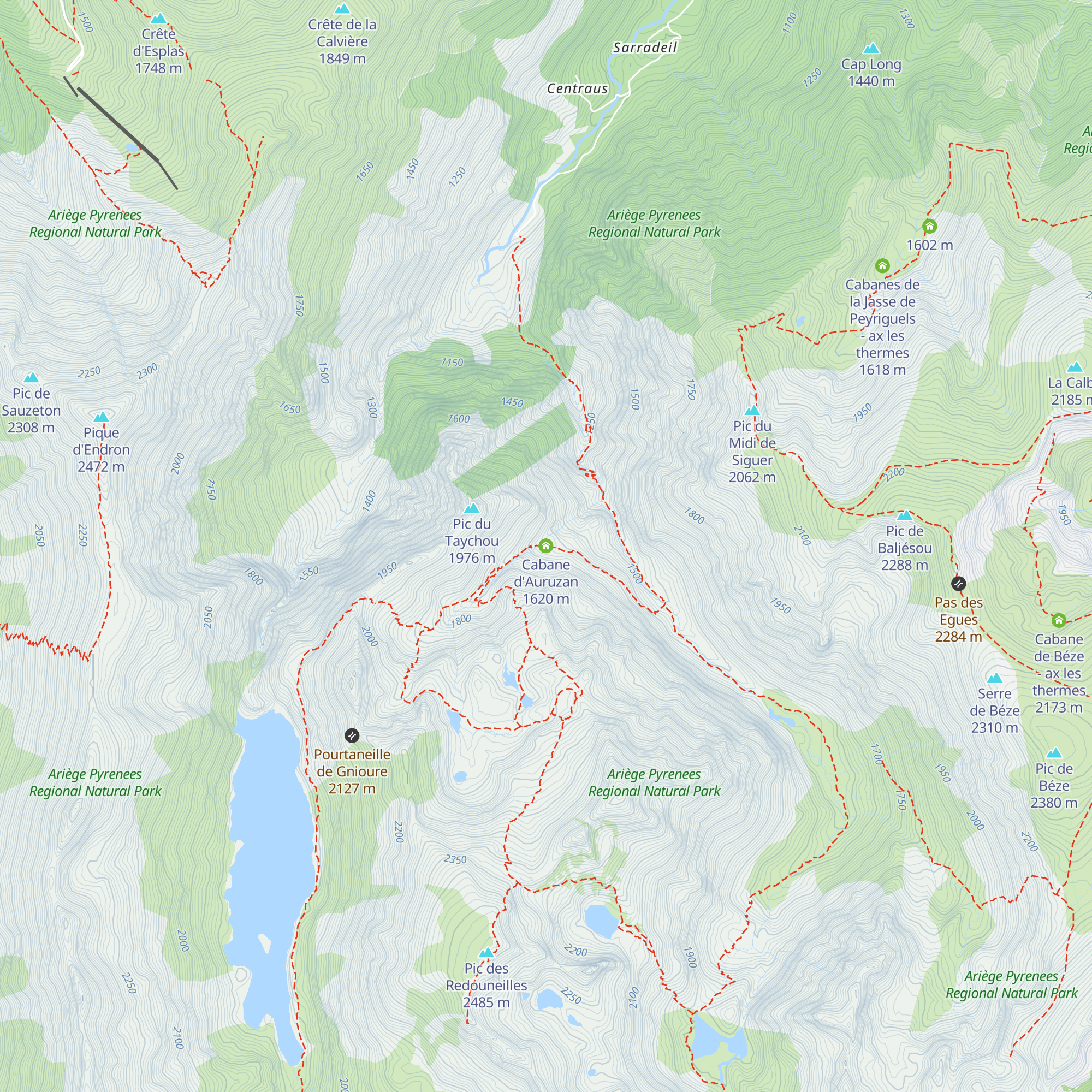 Cabane d'Auruzan map
