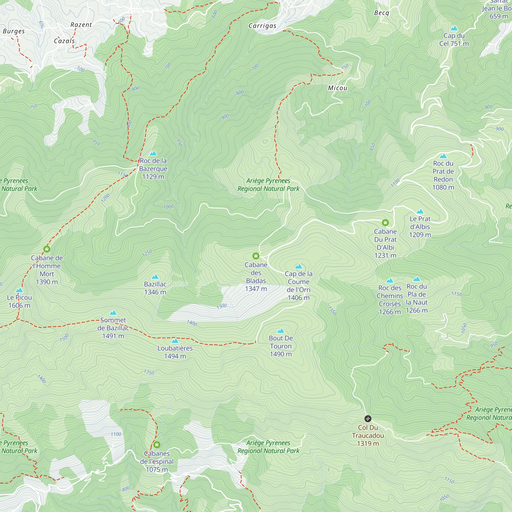 Cabane des Bladas map
