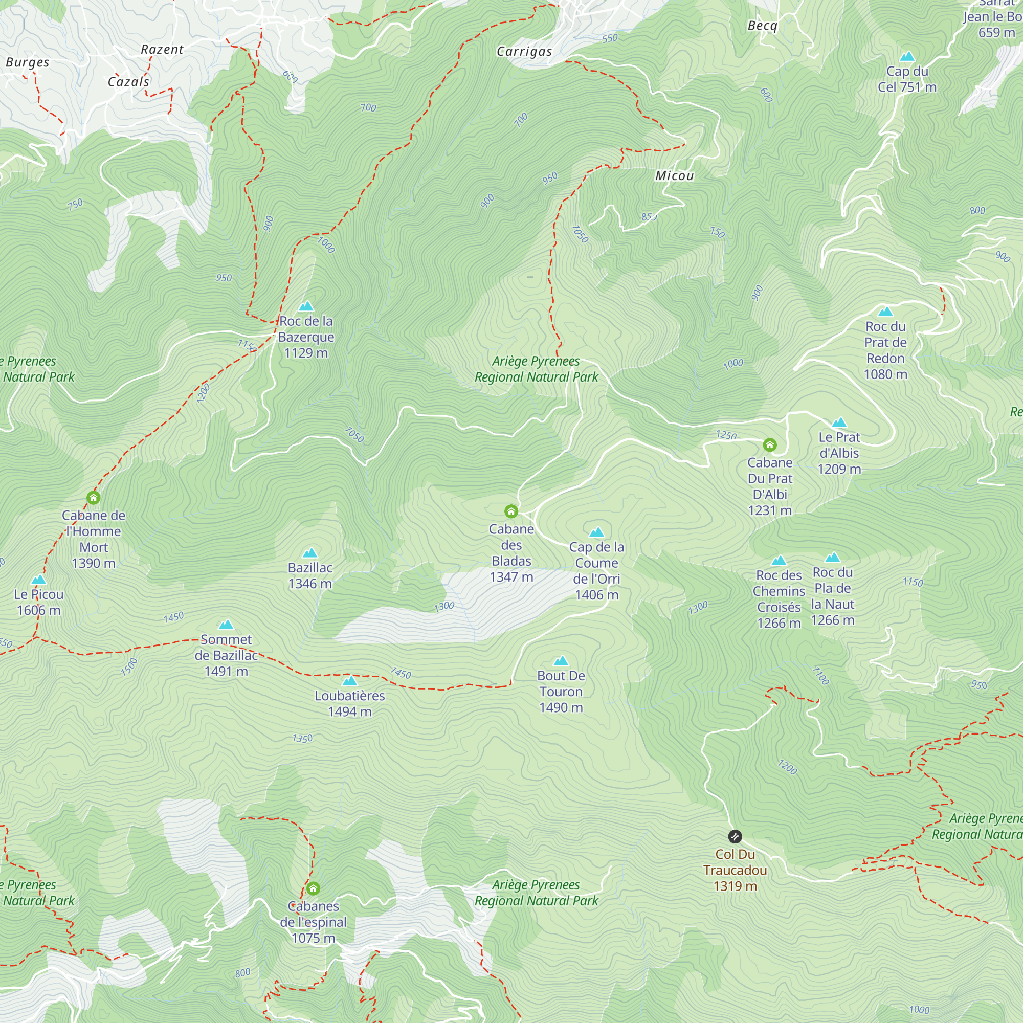 Cabane des Bladas map