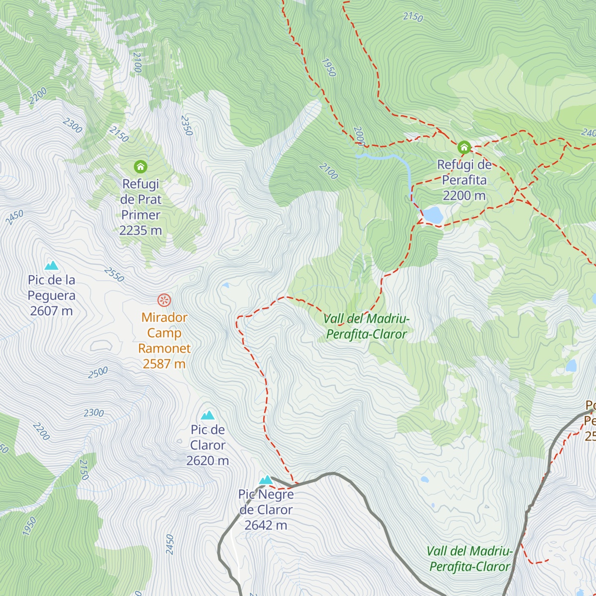 Refugi de Claror map