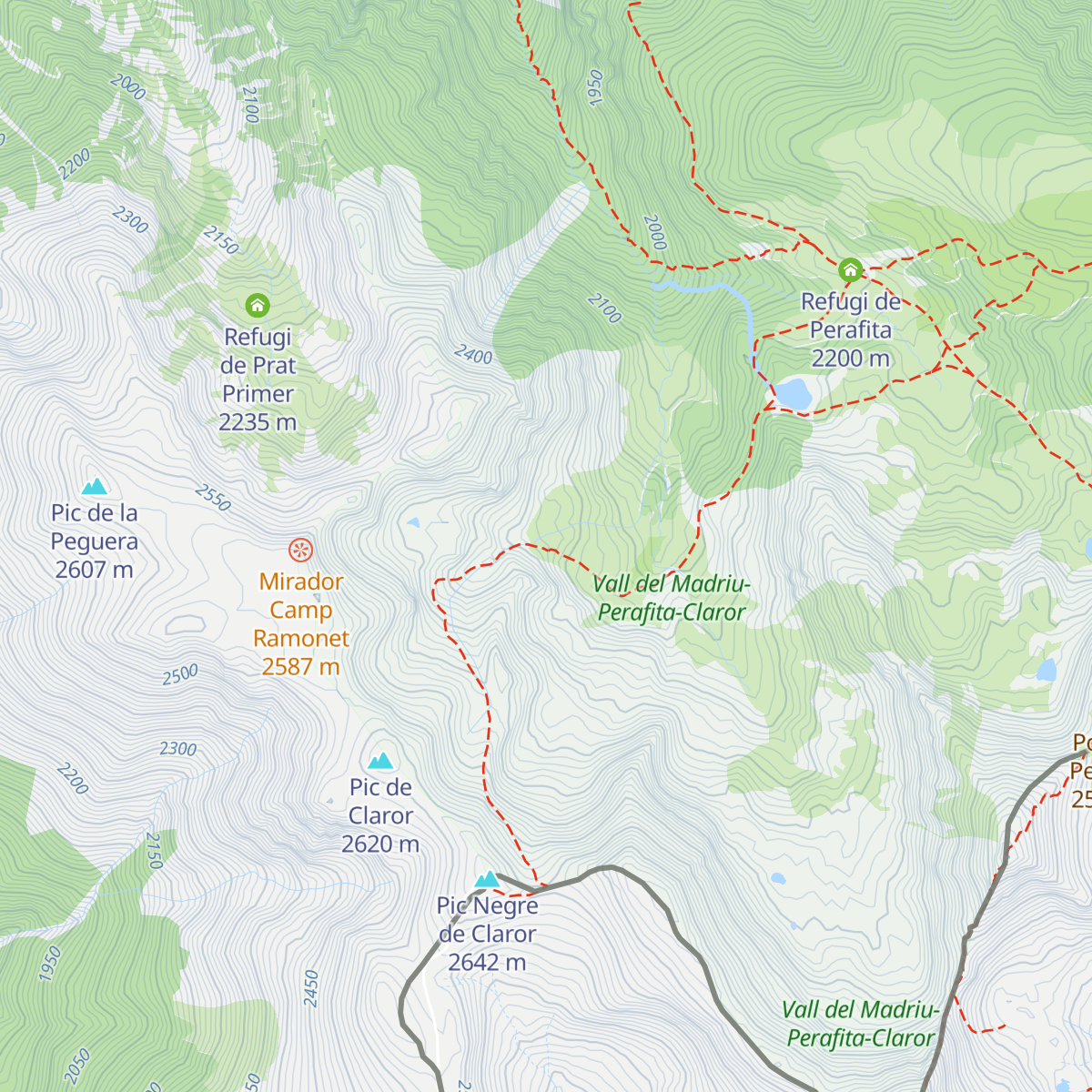 Refugi de Claror map