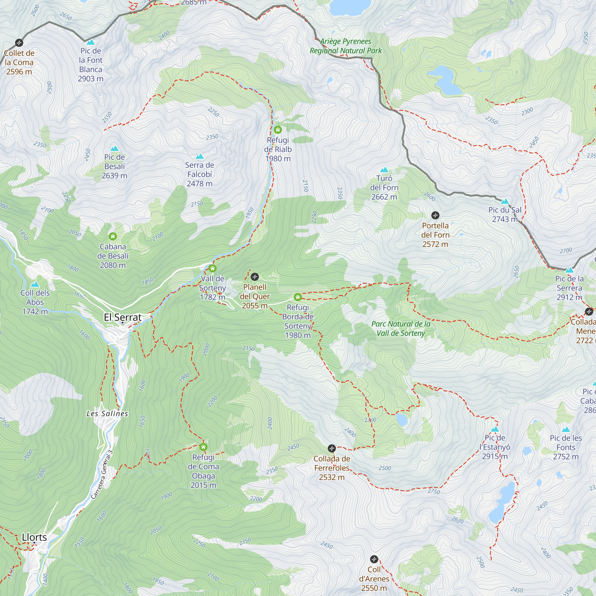 Refugi de Sorteny map