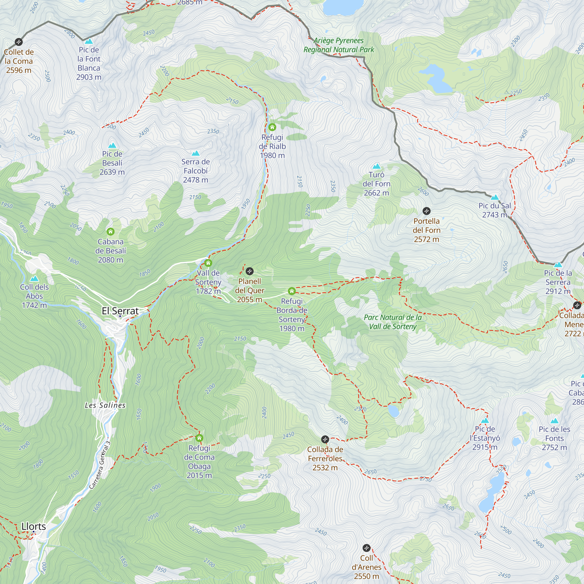 Refugi de Sorteny map