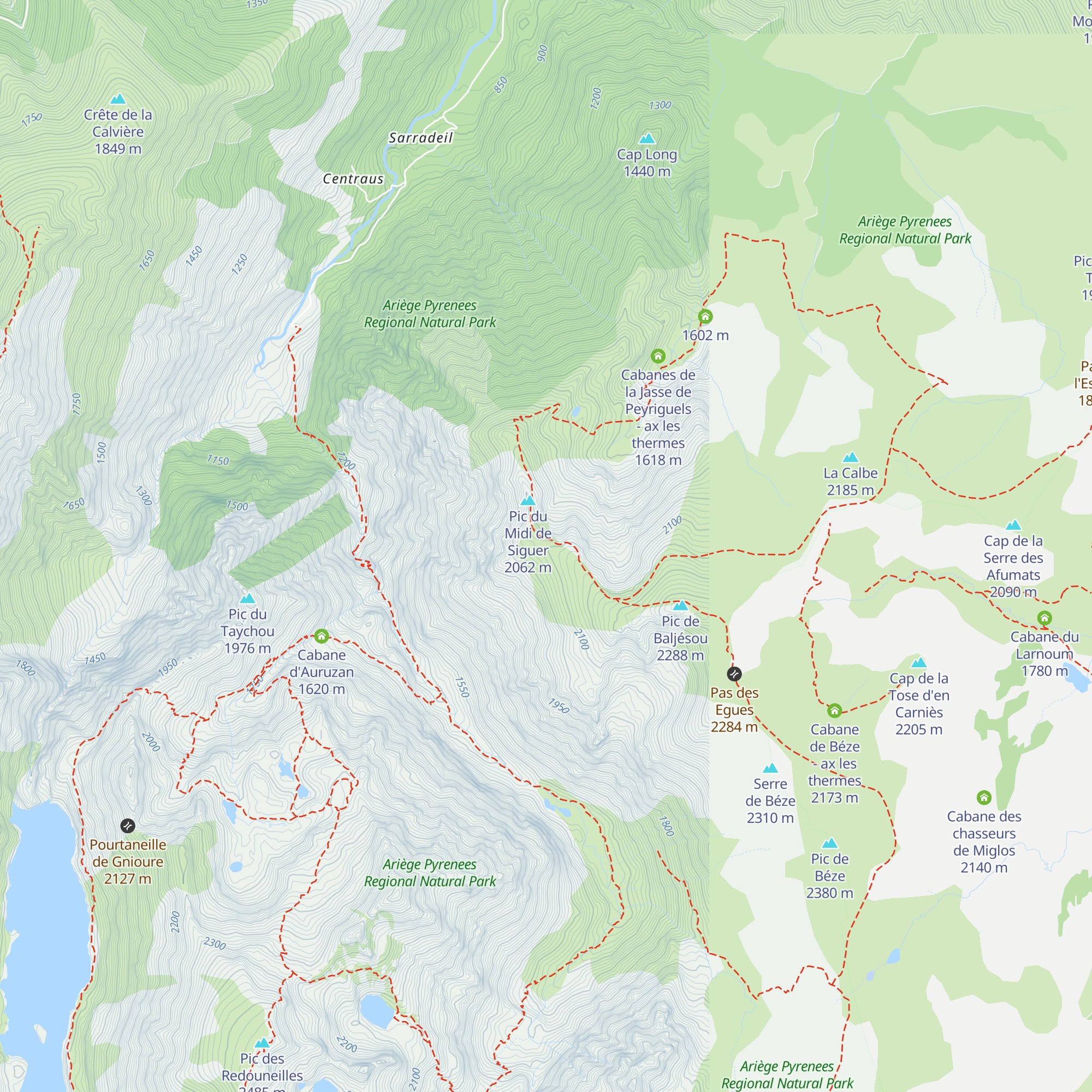 Cabanes du col de Bayle - Vicdessos map