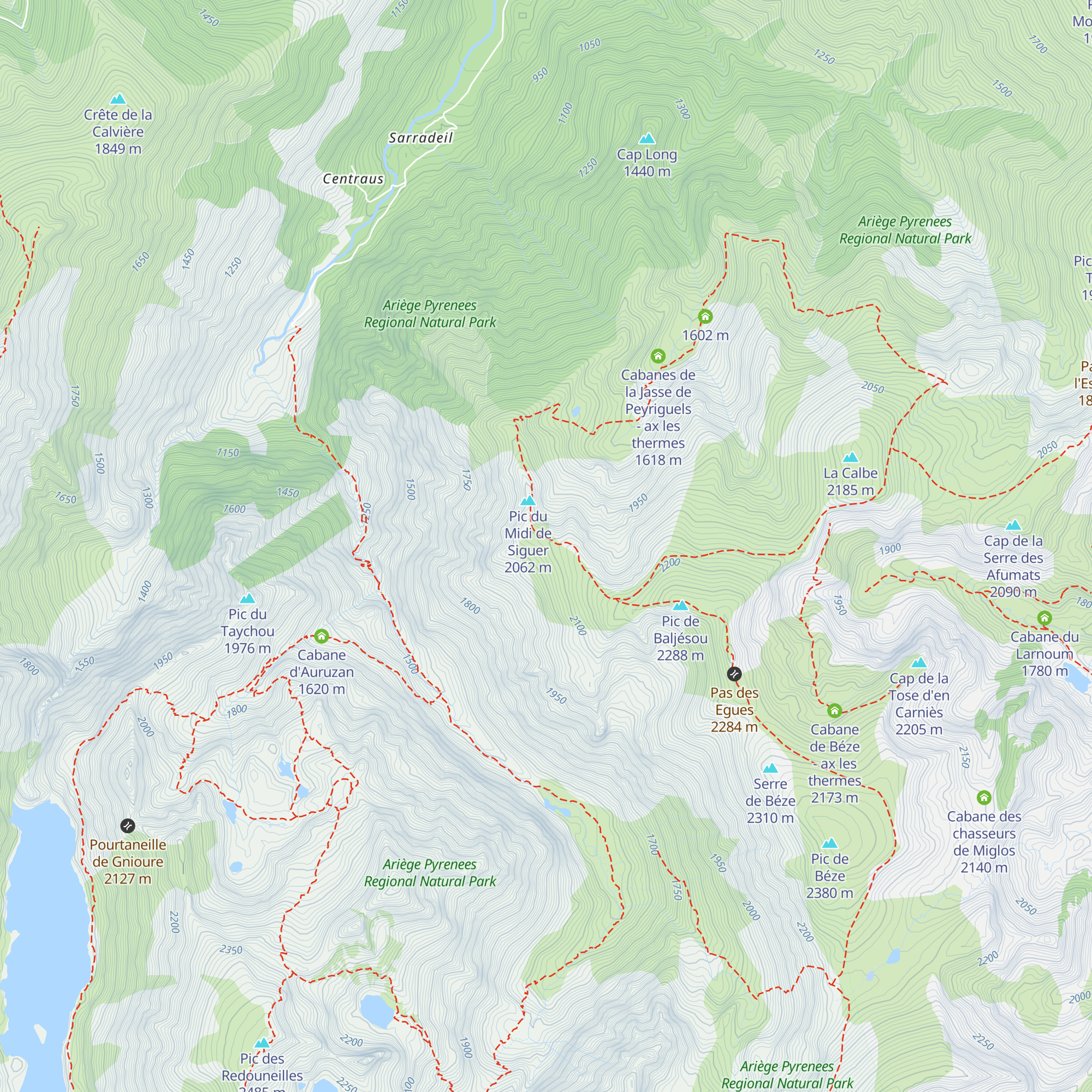Cabanes du col de Bayle - Vicdessos map