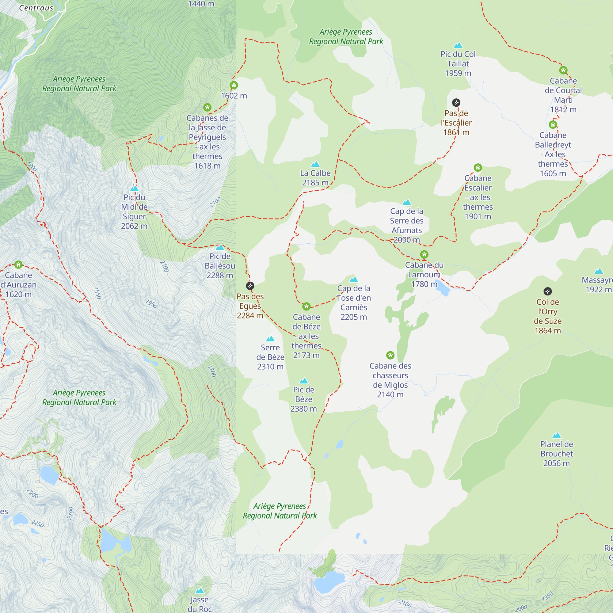 Cabane de Béze - ax les thermes map