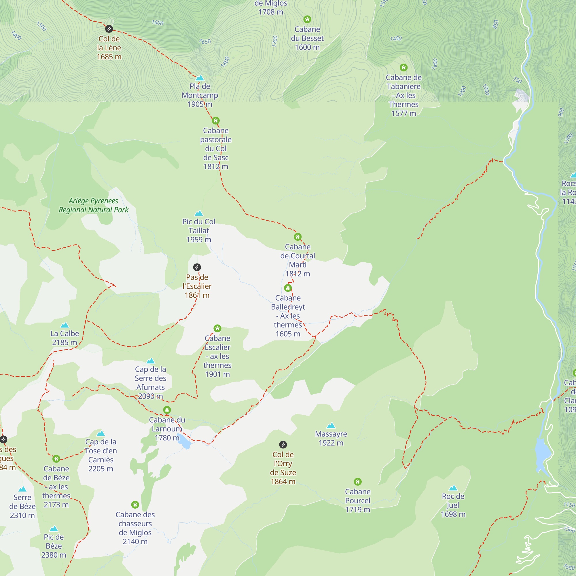 Cabane Balledreyt - Ax les thermes map