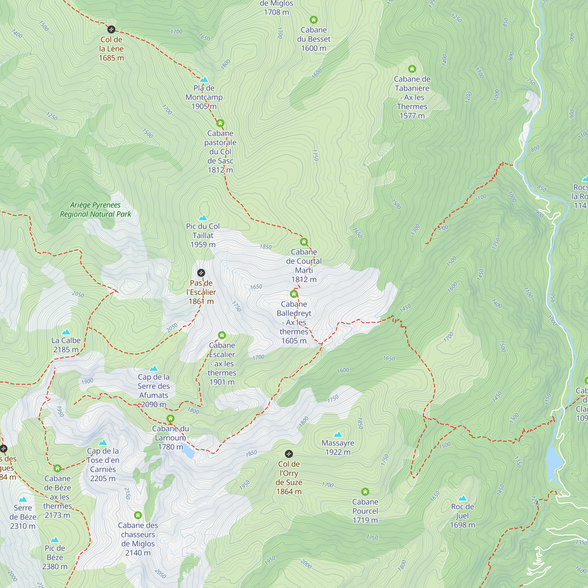 Cabane Balledreyt - Ax les thermes map