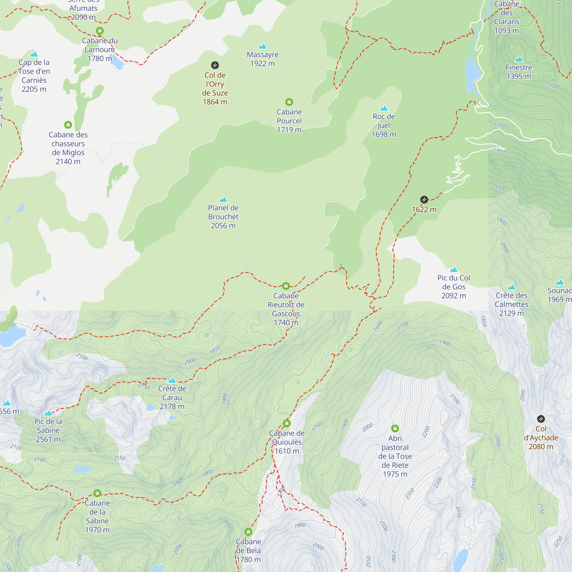 Cabane Rieutort de Gascous map