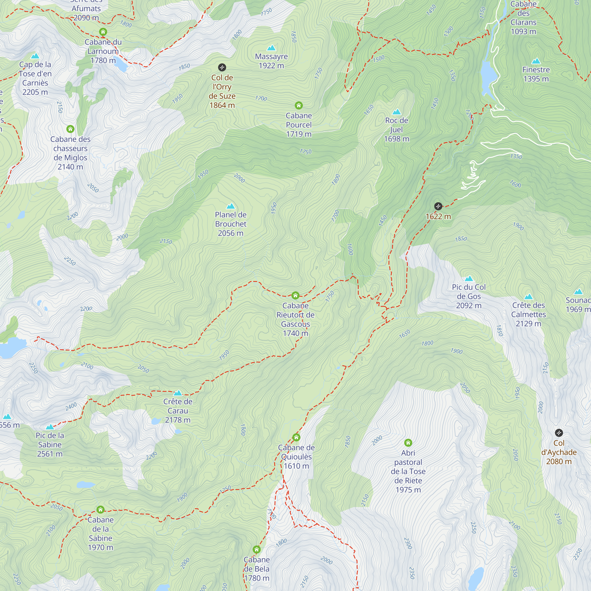 Cabane Rieutort de Gascous map