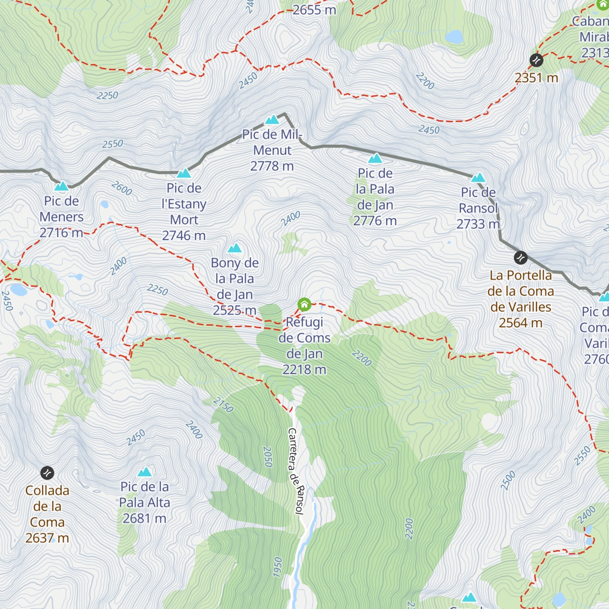 Refugi de Coms de Jan map