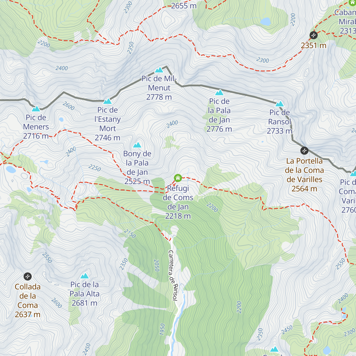Refugi de Coms de Jan map