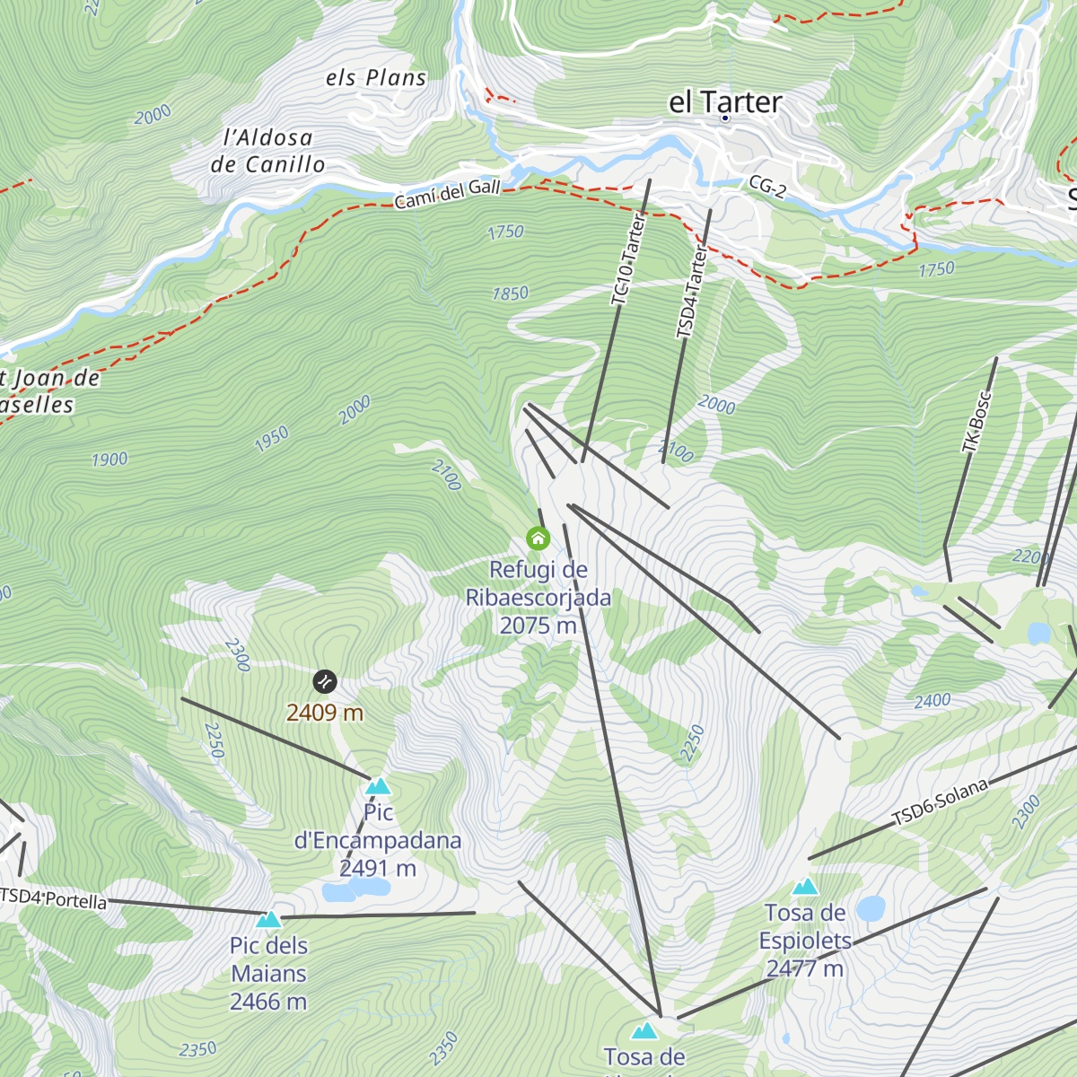 Refugi de Ribaescorjada map